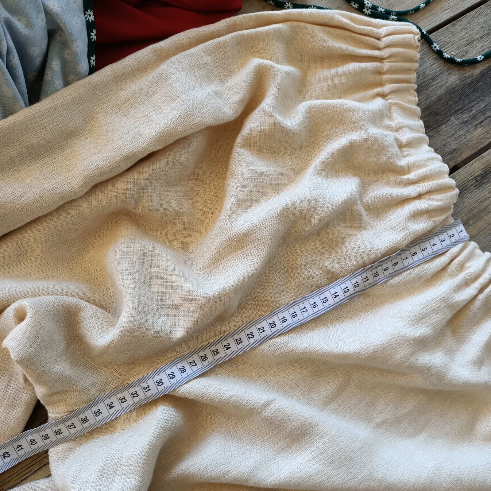 Handmade × Vintage Vintage 80s 90s Size 14 16 Pants Yellow Wide Leg Linen Size 33" - 5 Thumbnail