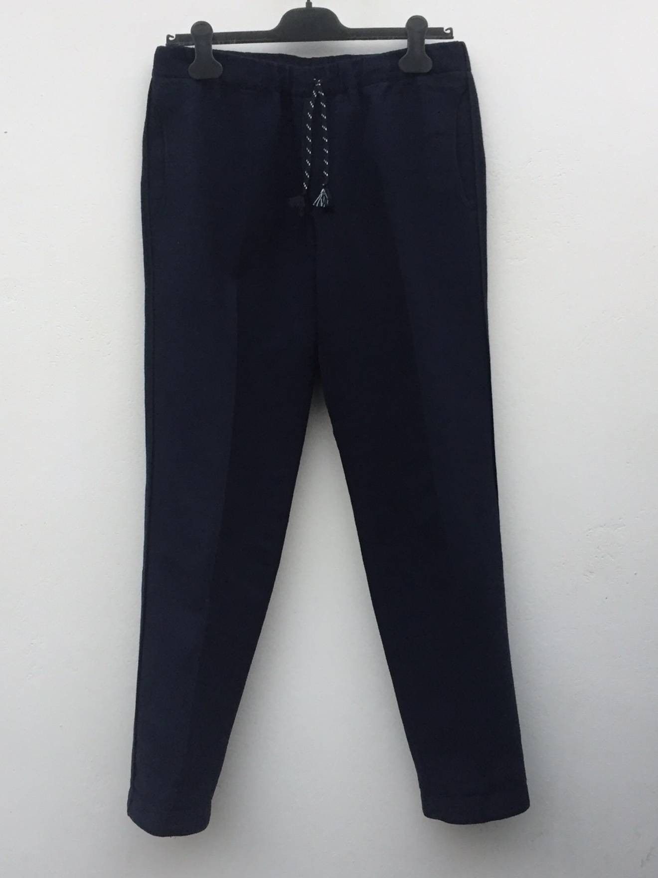 image of Dries Van Noten Aw13 Wool/cotton Piping Trousers in Navy, Men's (Size 32)