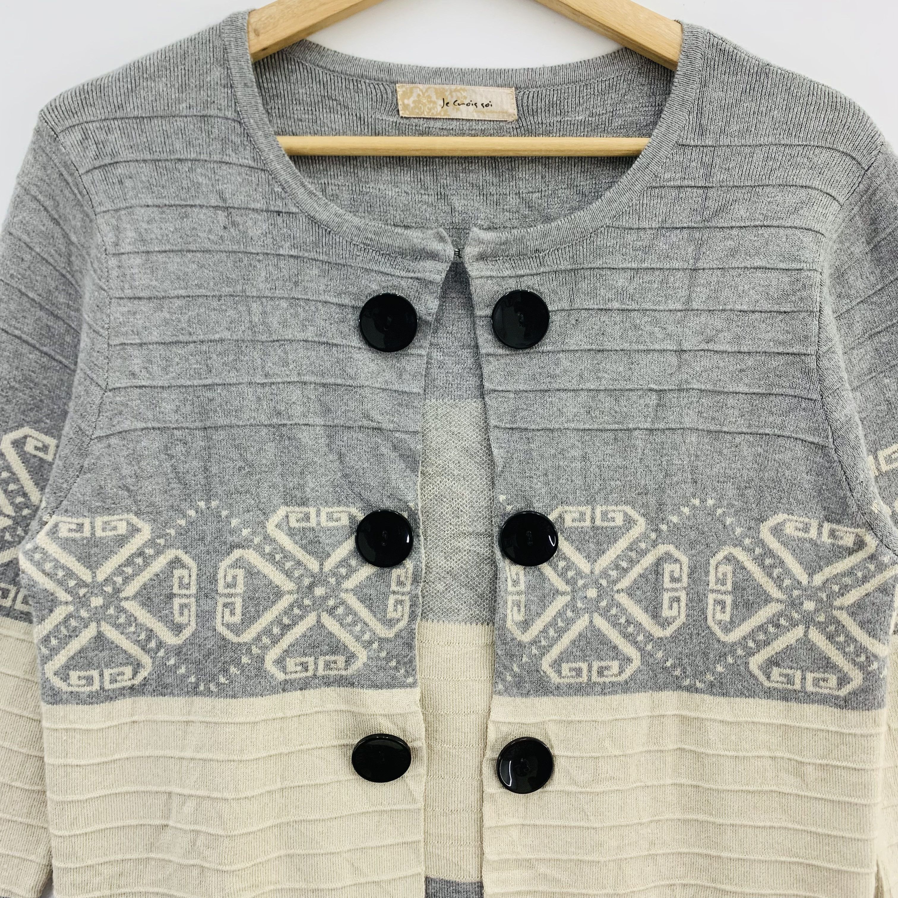 Aran Isles Knitwear × Japanese Brand Je Crois Soi Wool Blend Knit Cardigan Sweater Size US M / EU 48-50 / 2 - 3 Thumbnail