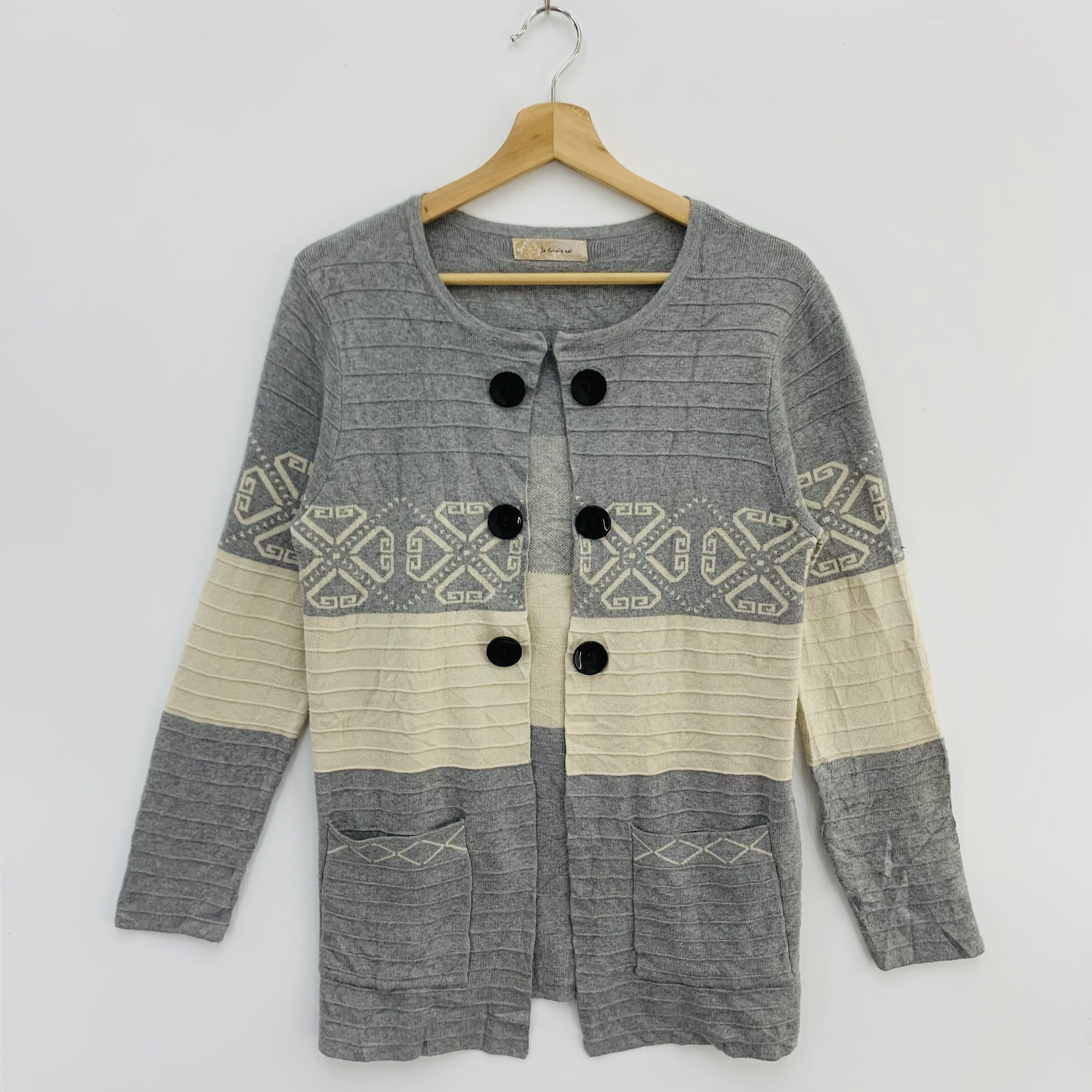 Aran Isles Knitwear × Japanese Brand Je Crois Soi Wool Blend Knit Cardigan Sweater Size US M / EU 48-50 / 2 - 1 Thumbnail