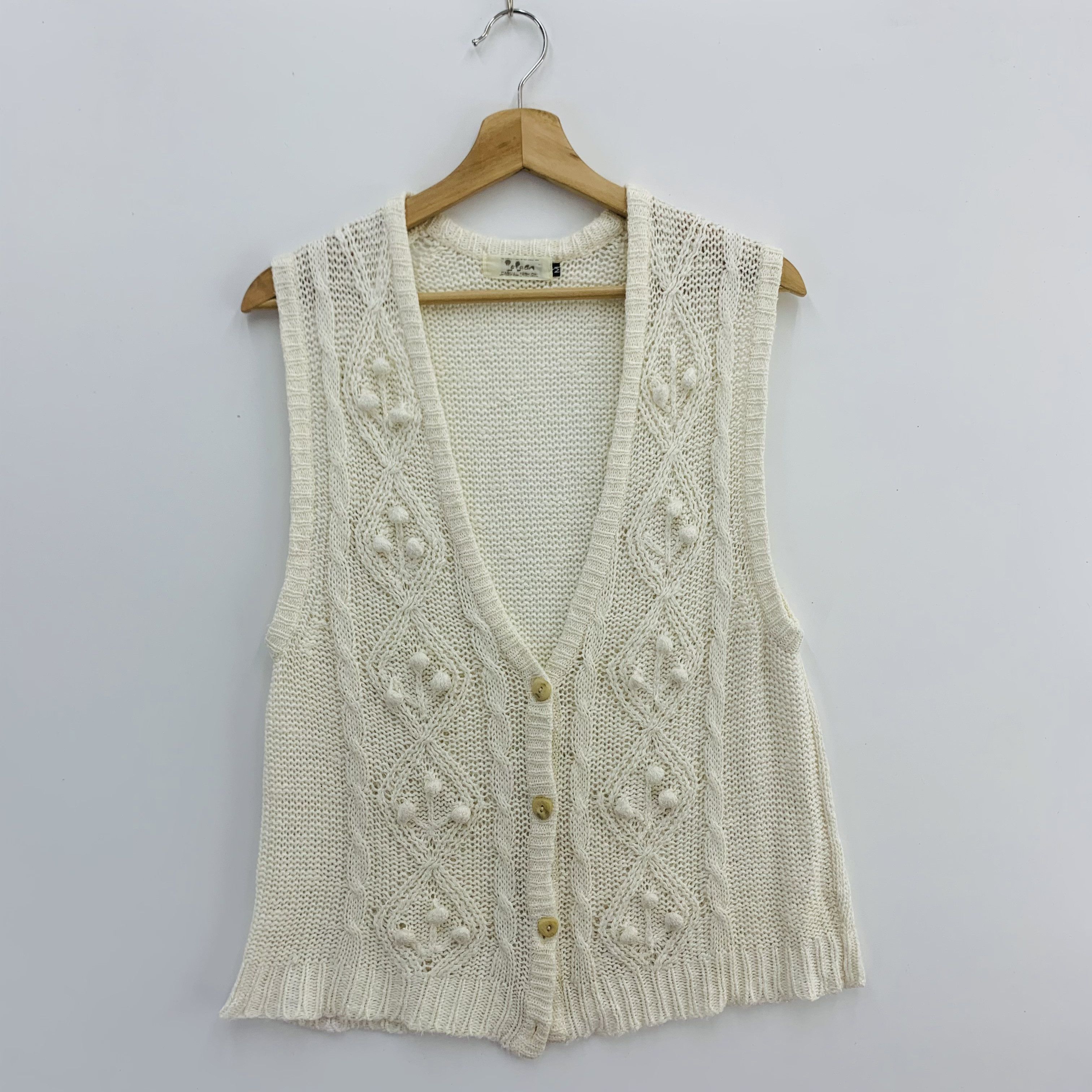 Handmade × Homespun Knitwear × Japanese Brand Vintage Handmade Wool Knit Cardigan Sleeveless Vest Knitted Size US M / EU 48-50 / 2 - 1 Thumbnail