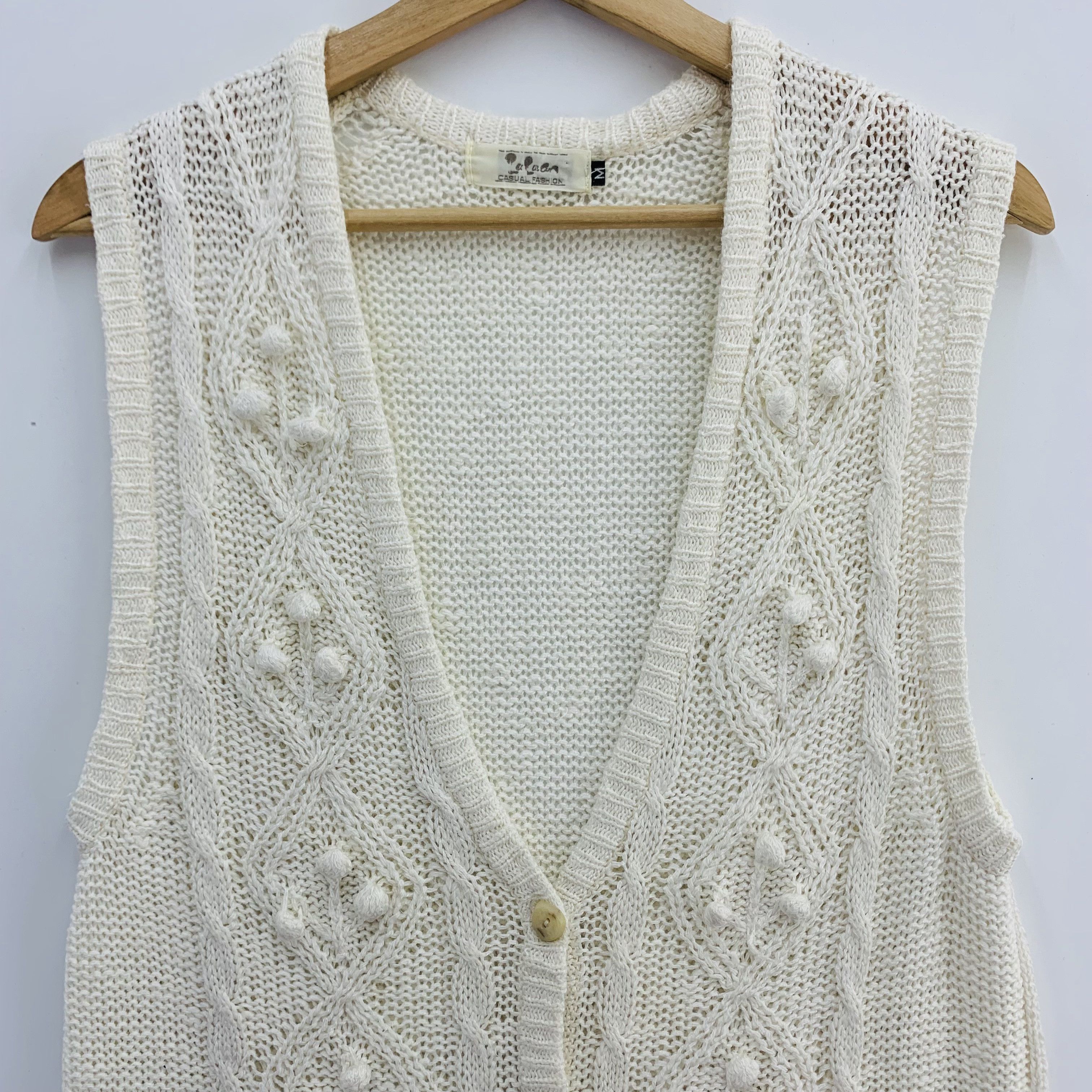 Handmade × Homespun Knitwear × Japanese Brand Vintage Handmade Wool Knit Cardigan Sleeveless Vest Knitted Size US M / EU 48-50 / 2 - 2 Thumbnail
