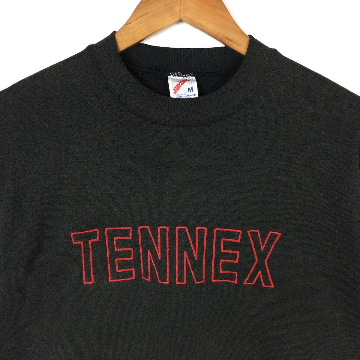 Vintage Vintage 90s TENNEX USA TENNIS Sport Black Sweatshirt Size US M / EU 48-50 / 2 - 2 Thumbnail