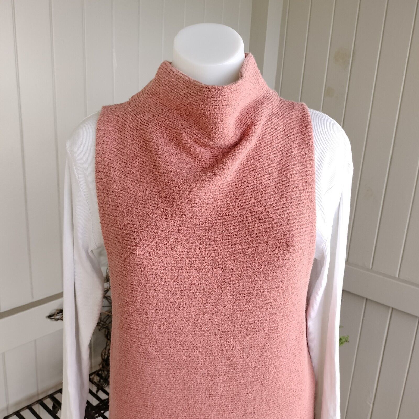 Designer × Free People Free People Vest Tunic Chunky Knit Mock Neck Ribbed Winter Size XS / US 0-2 / IT 36-38 - 6 Thumbnail