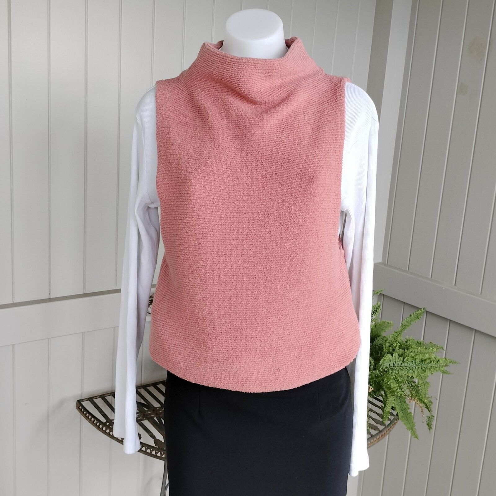 Designer × Free People Free People Vest Tunic Chunky Knit Mock Neck Ribbed Winter Size XS / US 0-2 / IT 36-38 - 2 Thumbnail