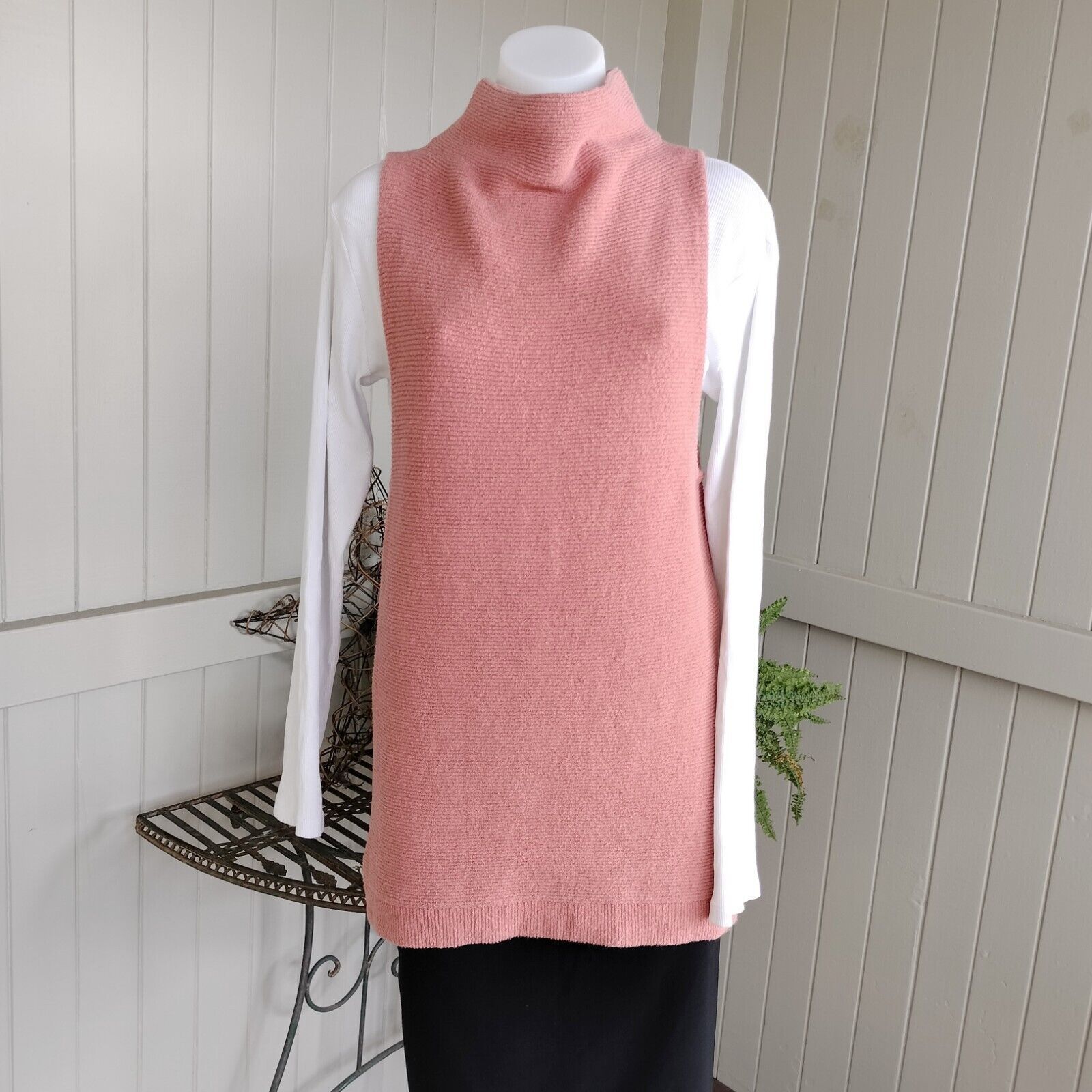 Designer × Free People Free People Vest Tunic Chunky Knit Mock Neck Ribbed Winter Size XS / US 0-2 / IT 36-38 - 3 Thumbnail
