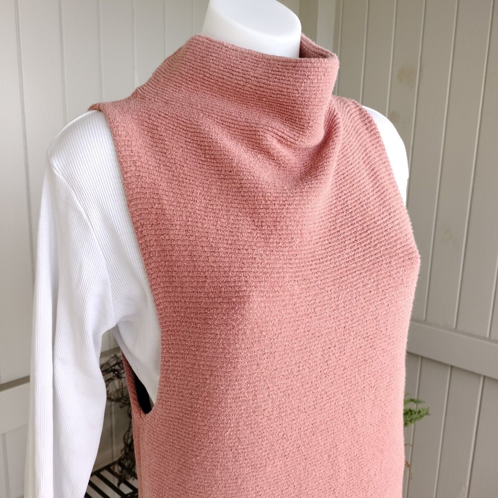 Designer × Free People Free People Vest Tunic Chunky Knit Mock Neck Ribbed Winter Size XS / US 0-2 / IT 36-38 - 7 Thumbnail