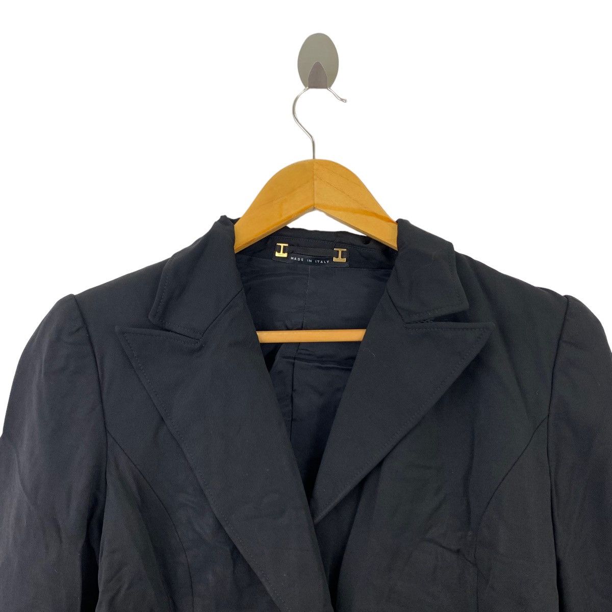 Gucci Vintage GUCCI Plain Black Blazer Coat Size 44S - 2 Thumbnail