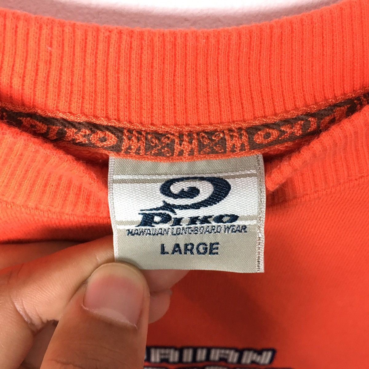 Vintage PIKO HAWAII Longboard Beach Surf Surfing Orange Sweatshirt Size US L / EU 52-54 / 3 - 4 Thumbnail