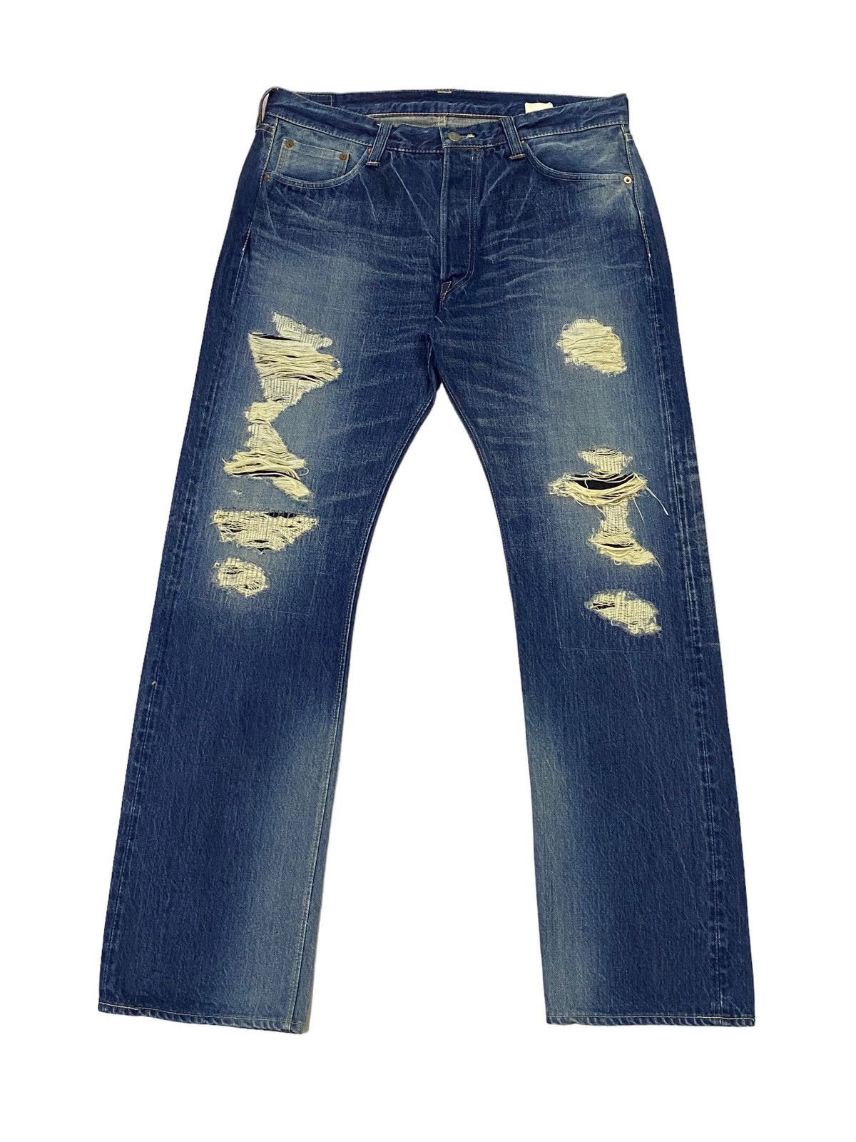Sugar Cane × Toyo Enterprises Vintage Suger Cane Ripped Distressed Denim Pants Size US 34 / EU 50 - 2 Thumbnail