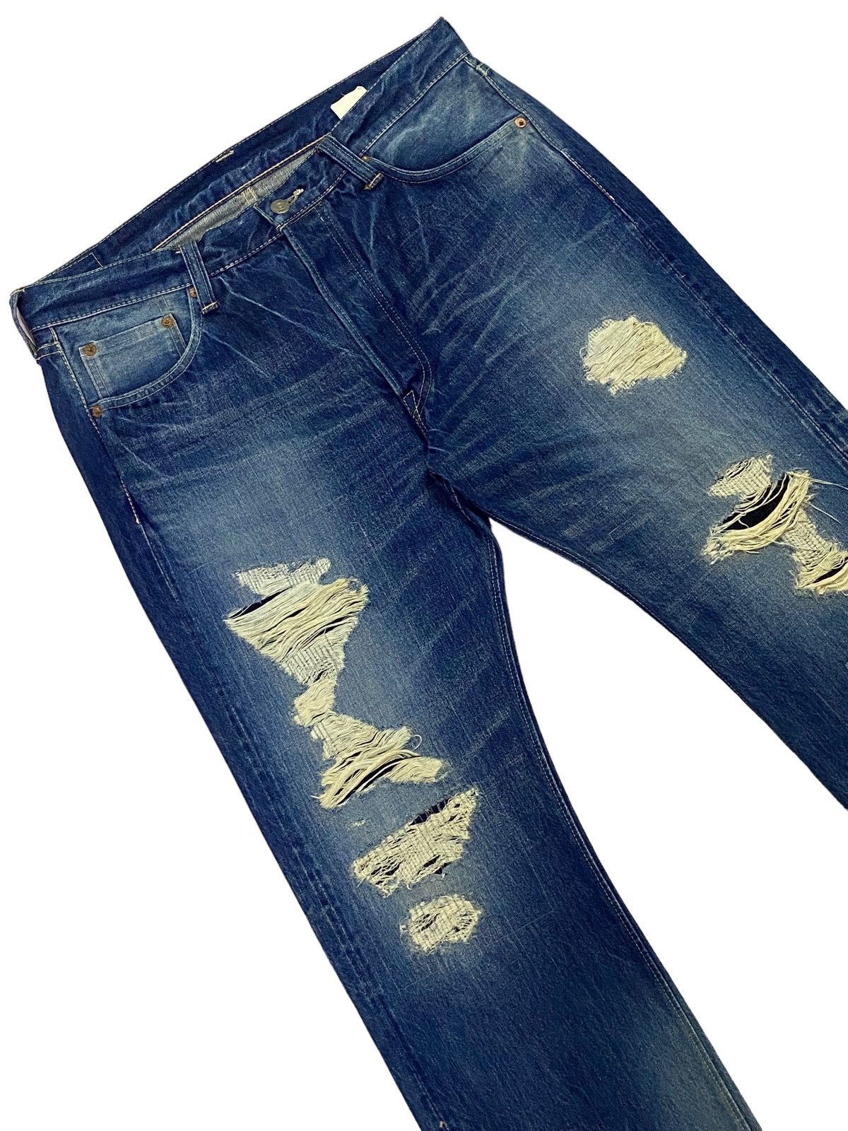 Sugar Cane × Toyo Enterprises Vintage Suger Cane Ripped Distressed Denim Pants Size US 34 / EU 50 - 15 Thumbnail