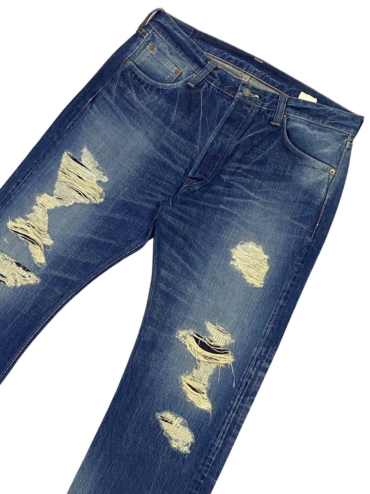 Sugar Cane × Toyo Enterprises Vintage Suger Cane Ripped Distressed Denim Pants Size US 34 / EU 50 - 14 Thumbnail