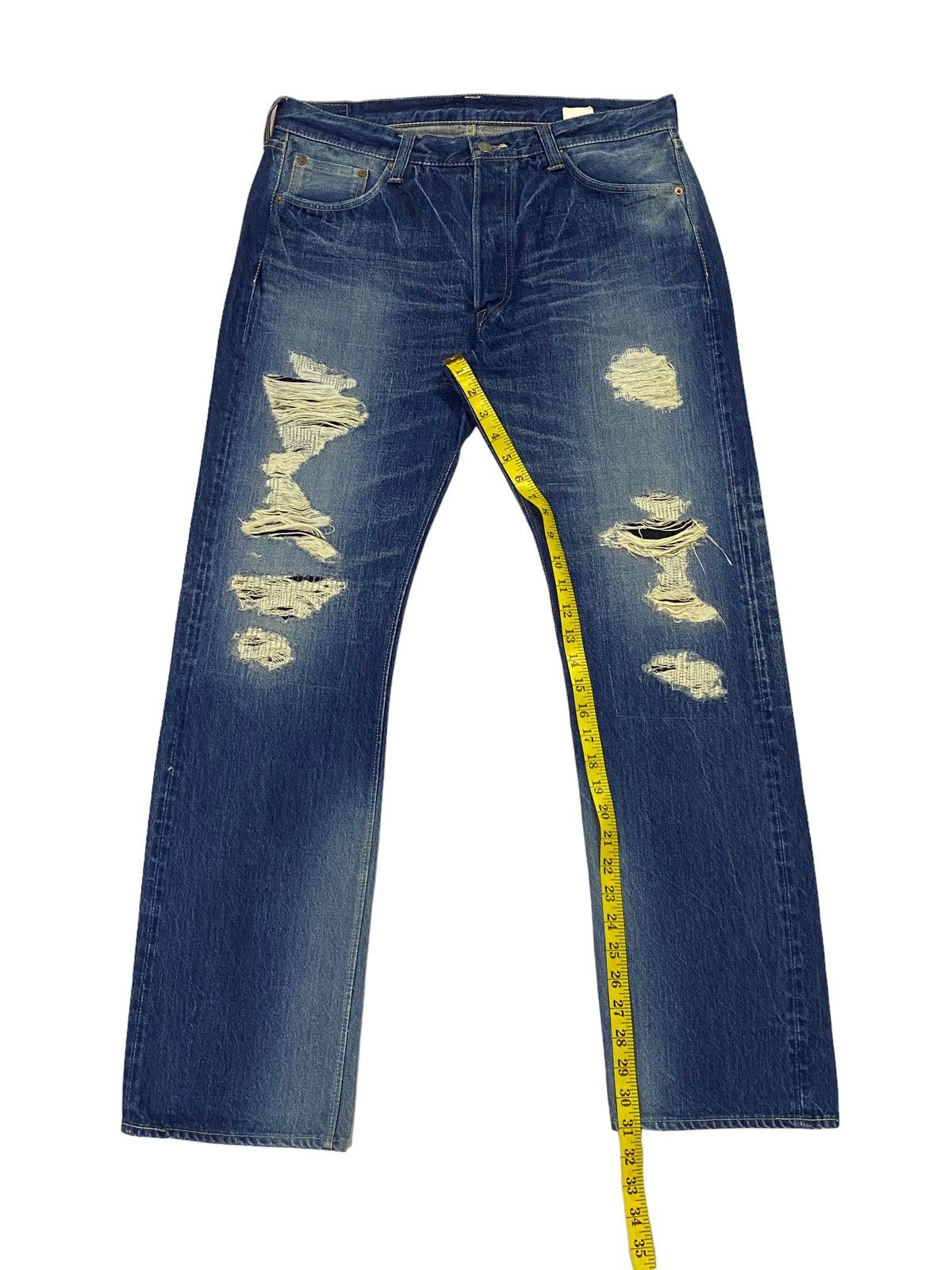 Sugar Cane × Toyo Enterprises Vintage Suger Cane Ripped Distressed Denim Pants Size US 34 / EU 50 - 7 Thumbnail