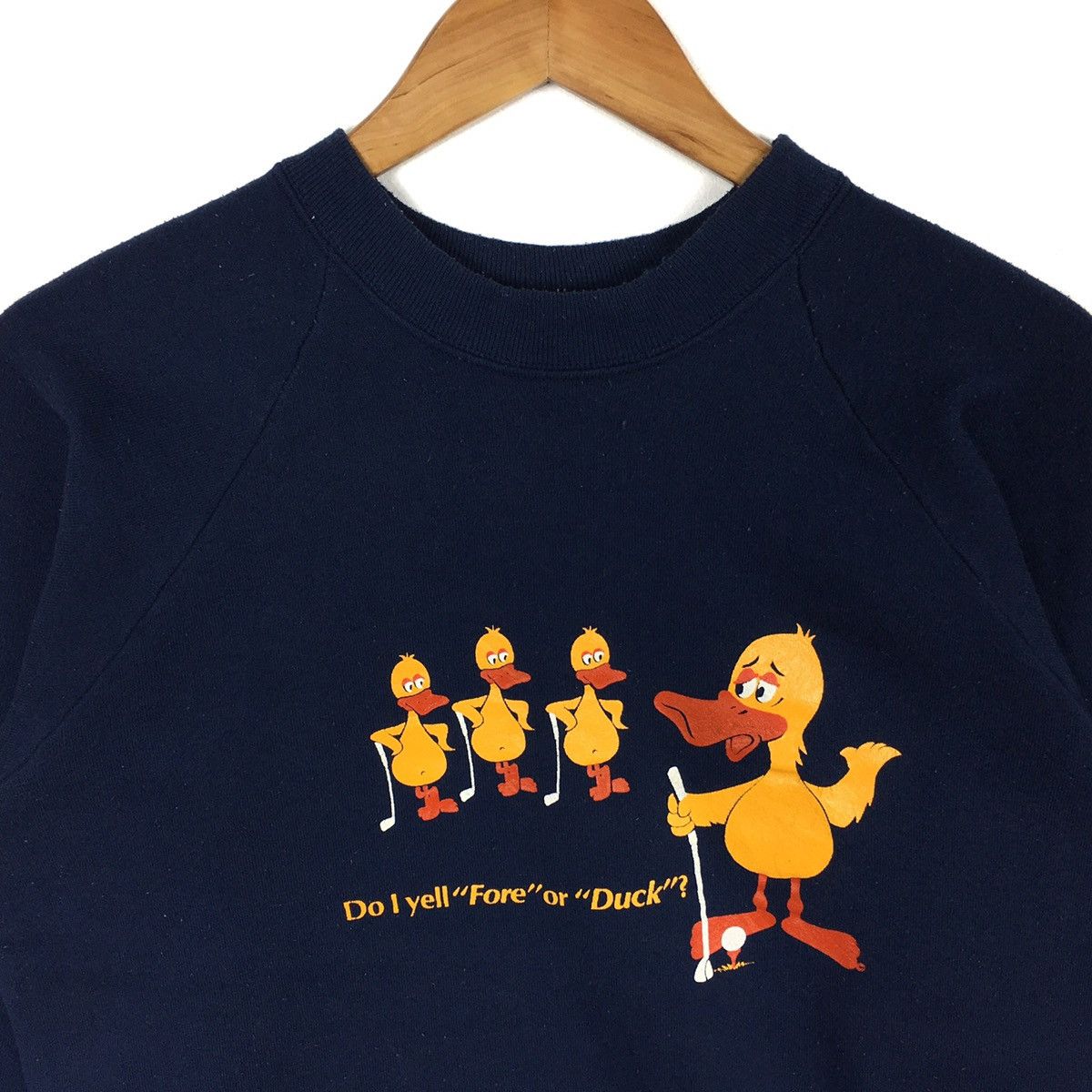 Vintage Vintage 90s USA Do I Yell Fore Or Duck Golf Blue Sweatshirt Size US L / EU 52-54 / 3 - 2 Thumbnail