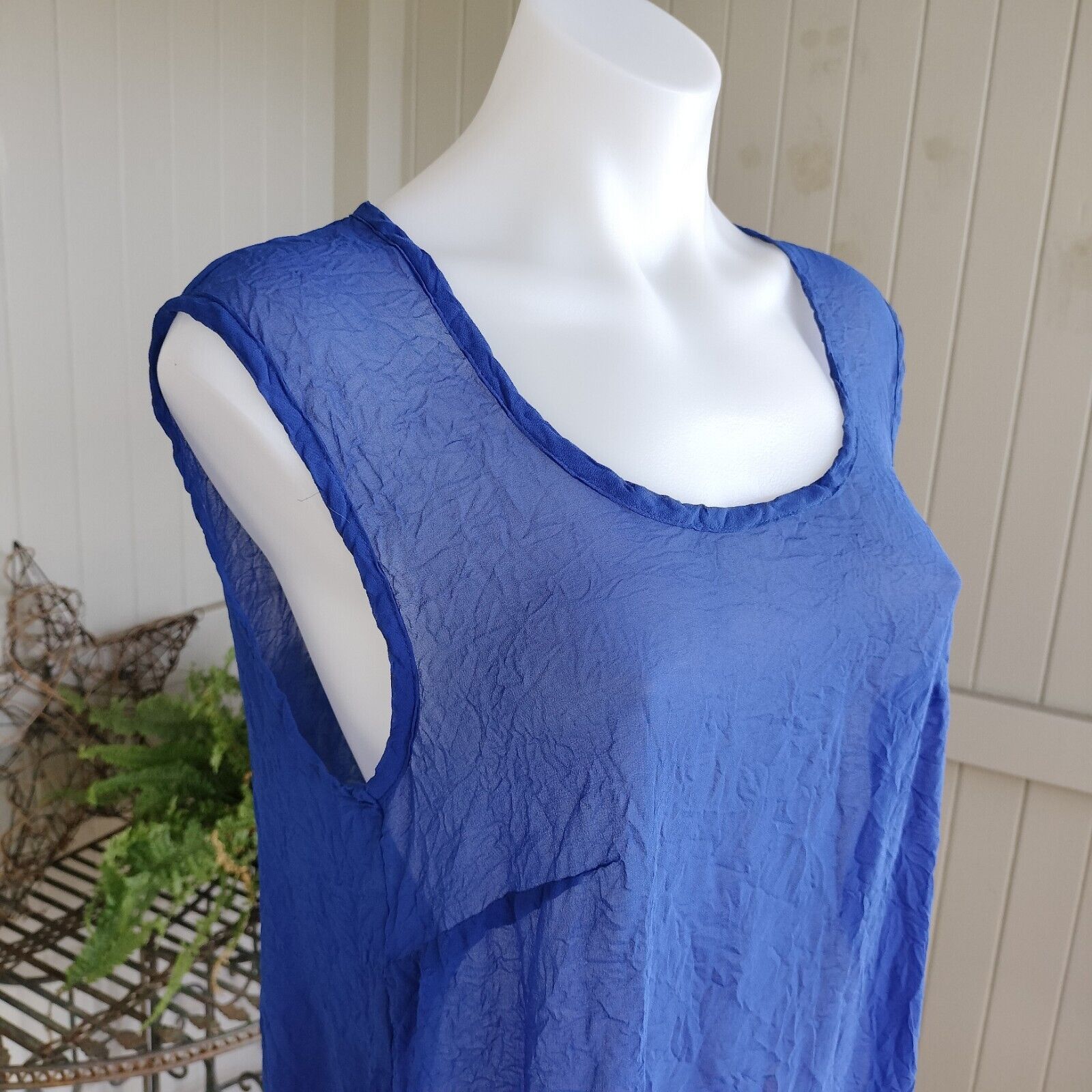 Designer Vertice NZ Top Tunic Singlet Plisse Sheer Sleeveless Size M / US 6-8 / IT 42-44 - 7 Thumbnail