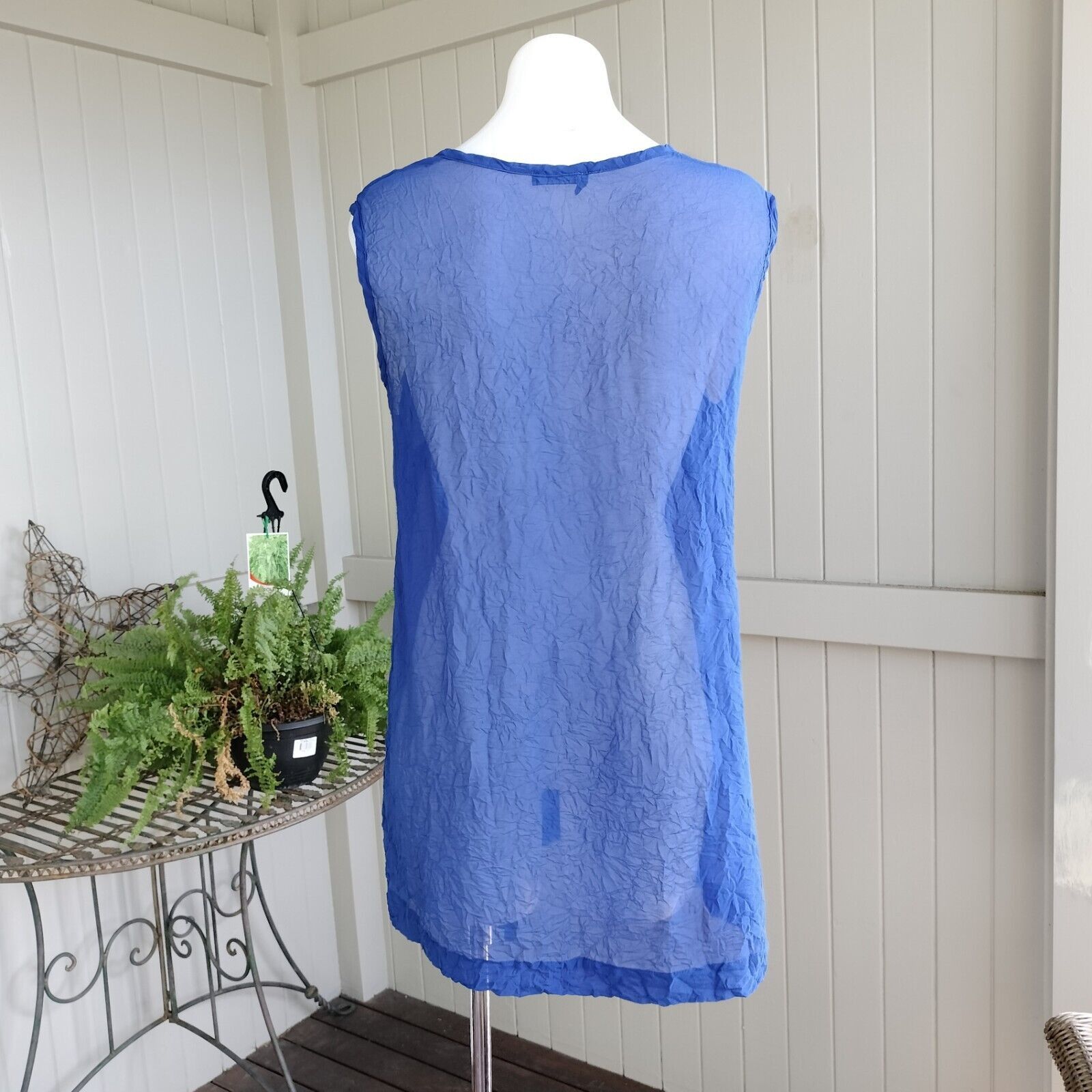 Designer Vertice NZ Top Tunic Singlet Plisse Sheer Sleeveless Size M / US 6-8 / IT 42-44 - 5 Thumbnail