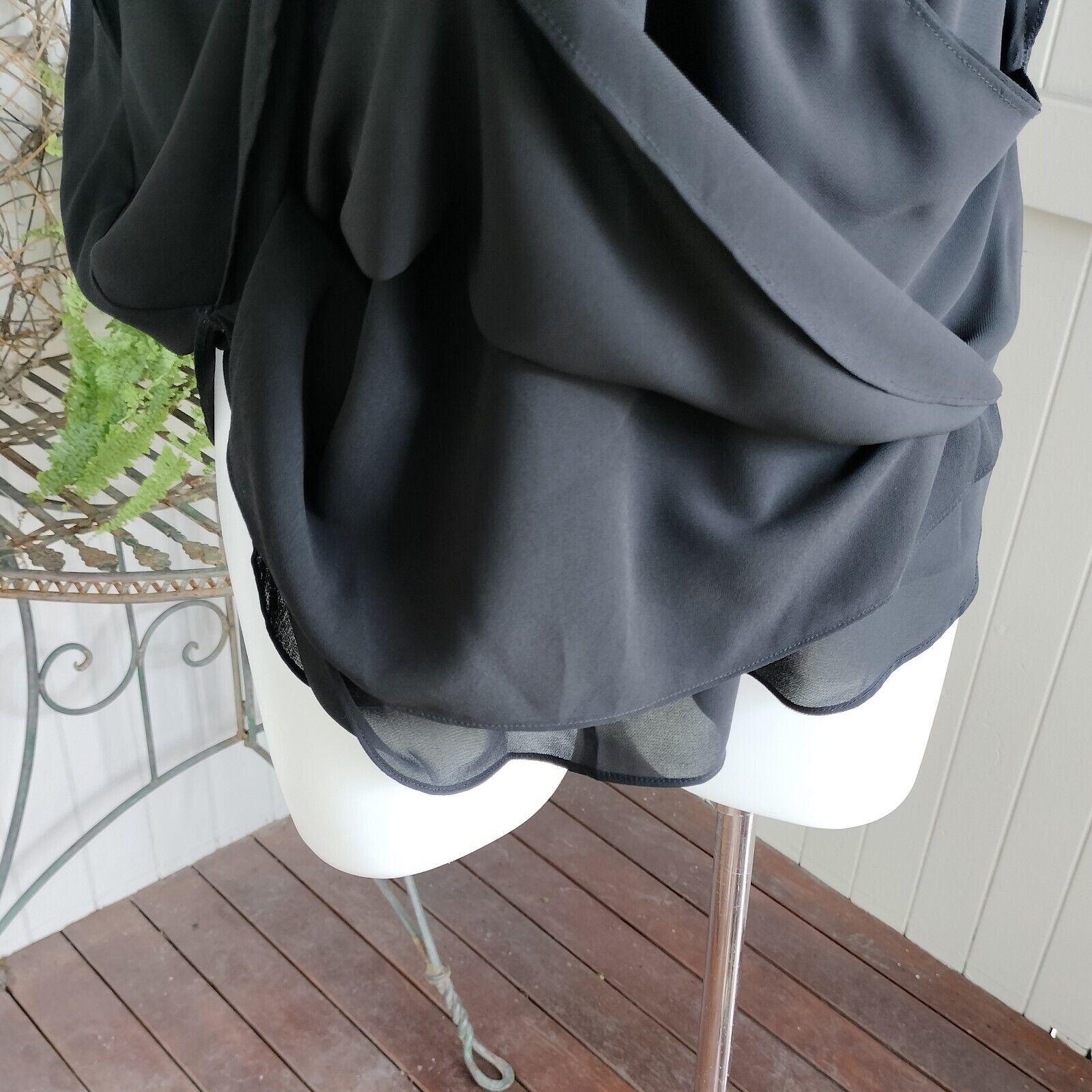 Designer × Vintage Witchery Top Blouse Asymetrical Petal Sleeve Corporate Size M / US 6-8 / IT 42-44 - 6 Thumbnail