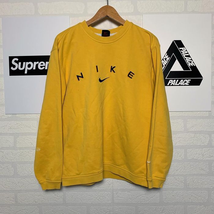 Vintage 90s nike discount big logo yellow sweatshir