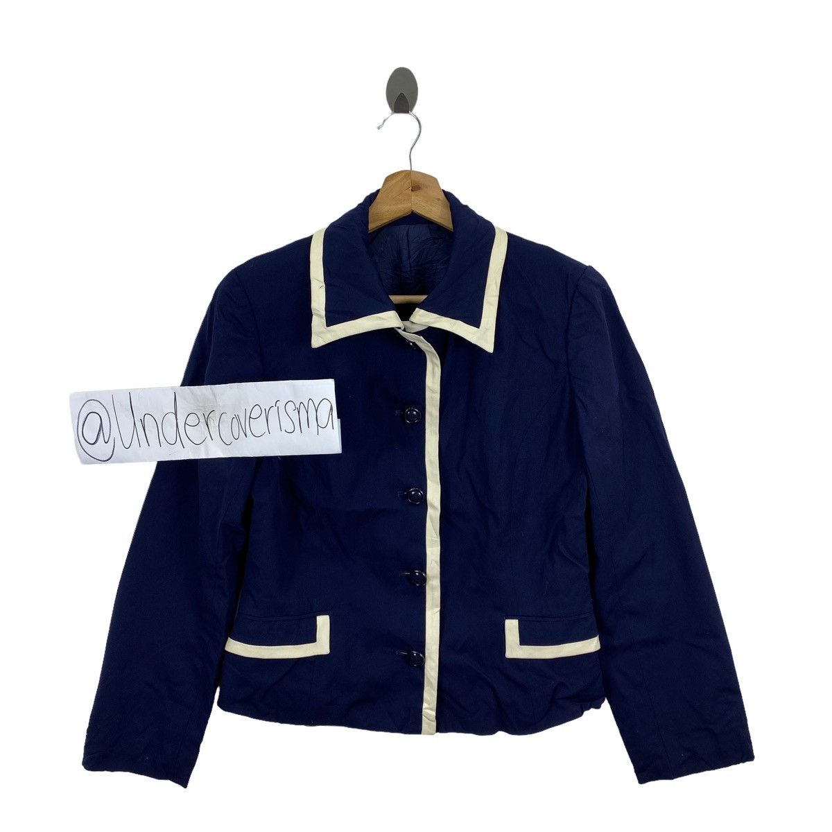 image of Vintage Junko Shimada Part 2 Navy Tweed Blazer Coat, Women's (Size Small)