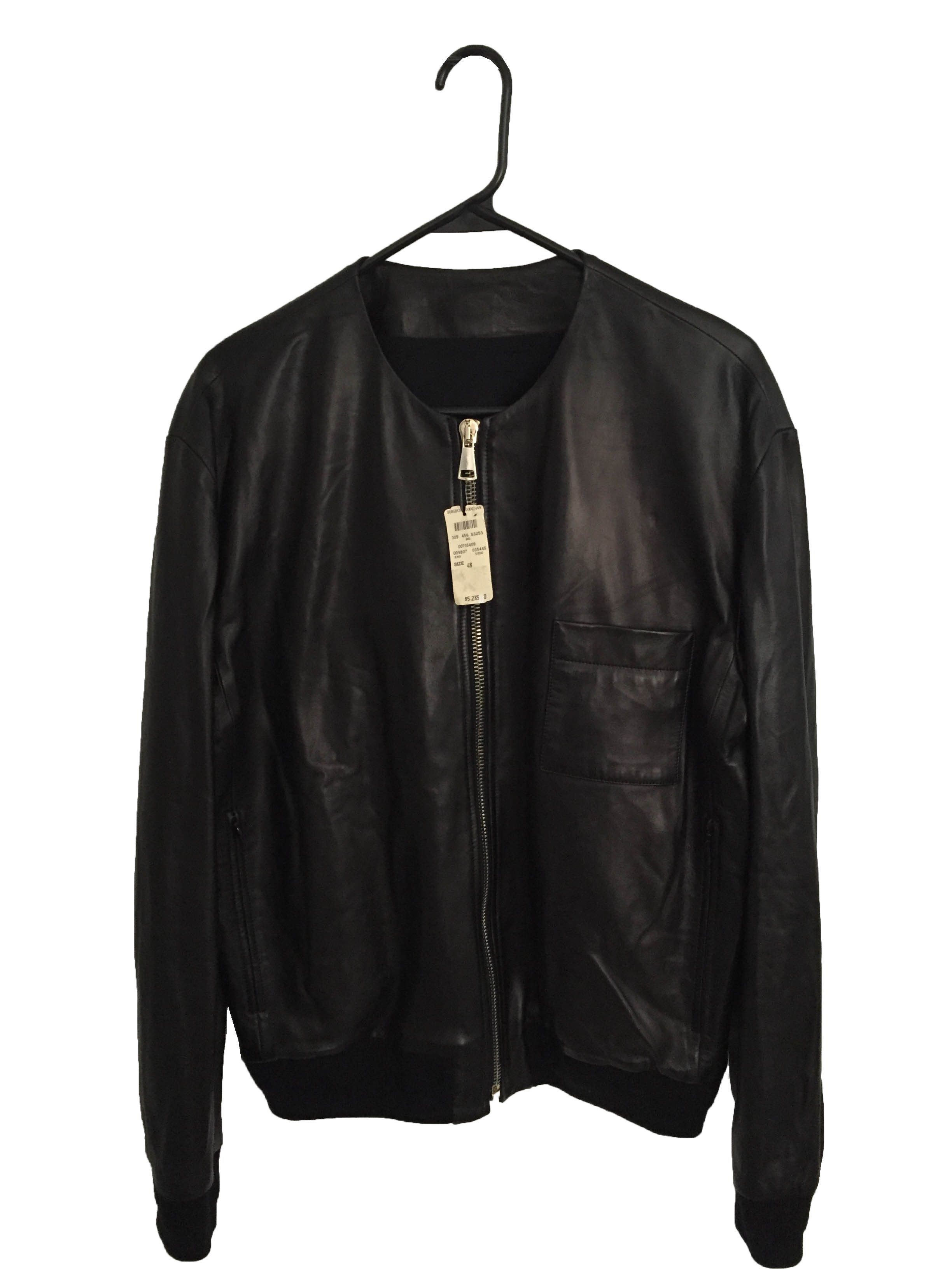 (PRICE FIRM)$5800 Givenchy Leather Collarless Jacket