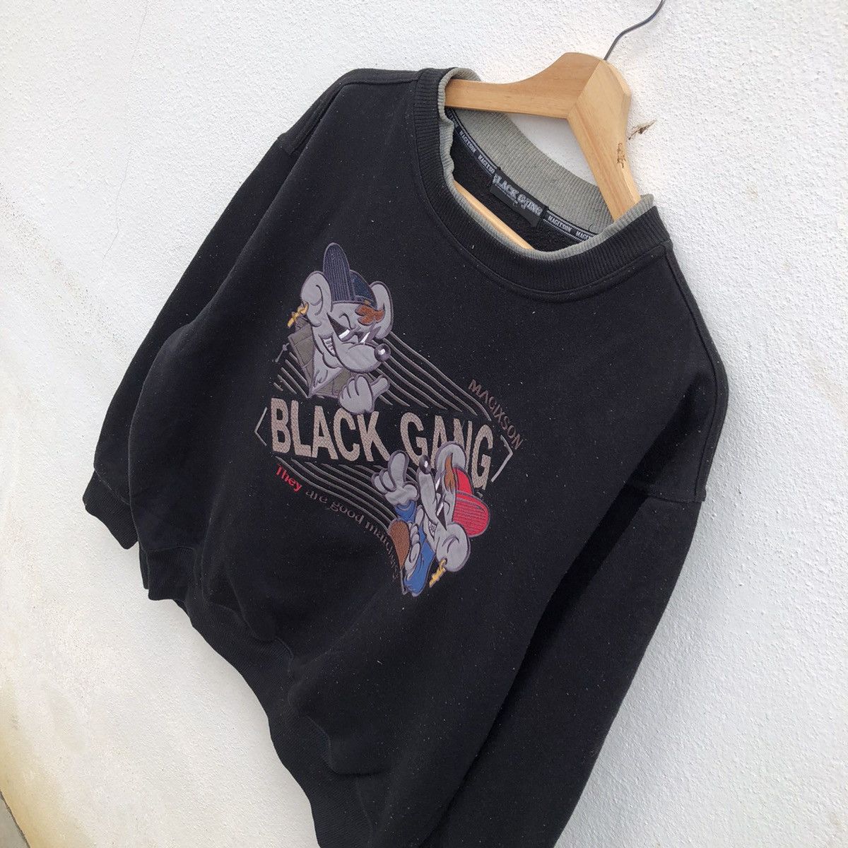 Japanese Brand 💥RARE💥VINTAGE BLACK GANG MAGIXSON SWEATSHIRT BIG LOGO Size US L / EU 52-54 / 3 - 4 Thumbnail