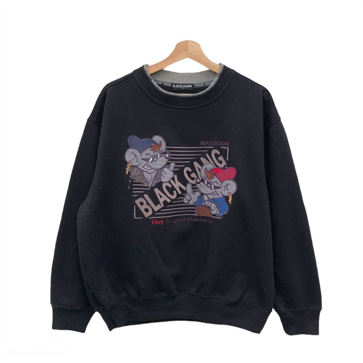 Japanese Brand 💥RARE💥VINTAGE BLACK GANG MAGIXSON SWEATSHIRT BIG LOGO Size US L / EU 52-54 / 3 - 1 Thumbnail