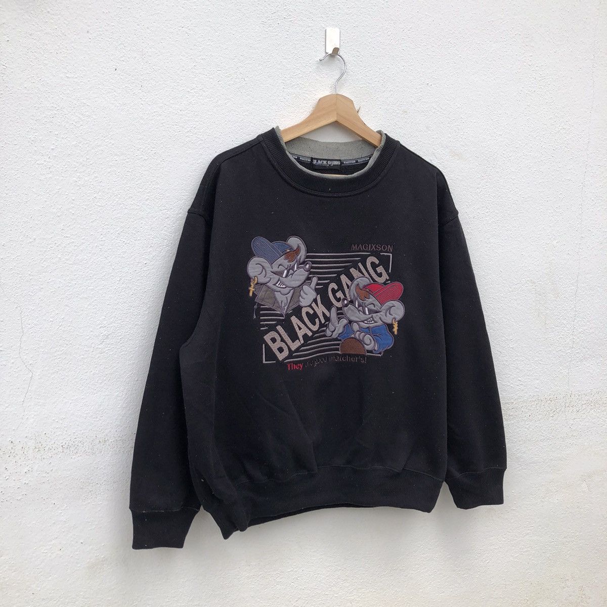 Japanese Brand 💥RARE💥VINTAGE BLACK GANG MAGIXSON SWEATSHIRT BIG LOGO Size US L / EU 52-54 / 3 - 2 Thumbnail