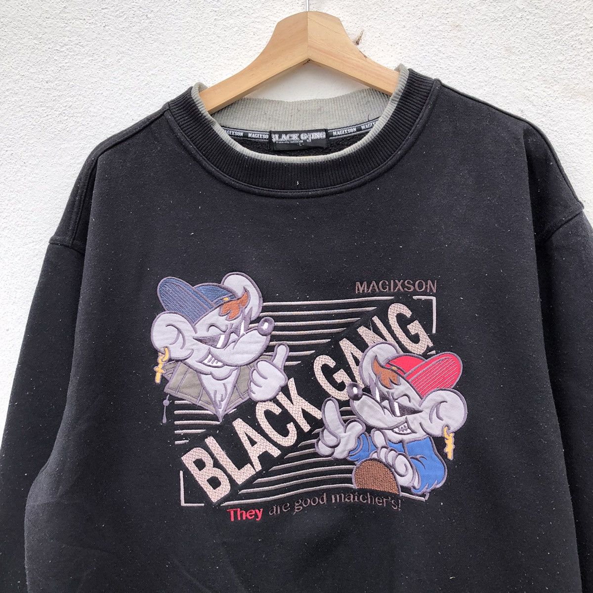 Japanese Brand 💥RARE💥VINTAGE BLACK GANG MAGIXSON SWEATSHIRT BIG LOGO Size US L / EU 52-54 / 3 - 3 Thumbnail