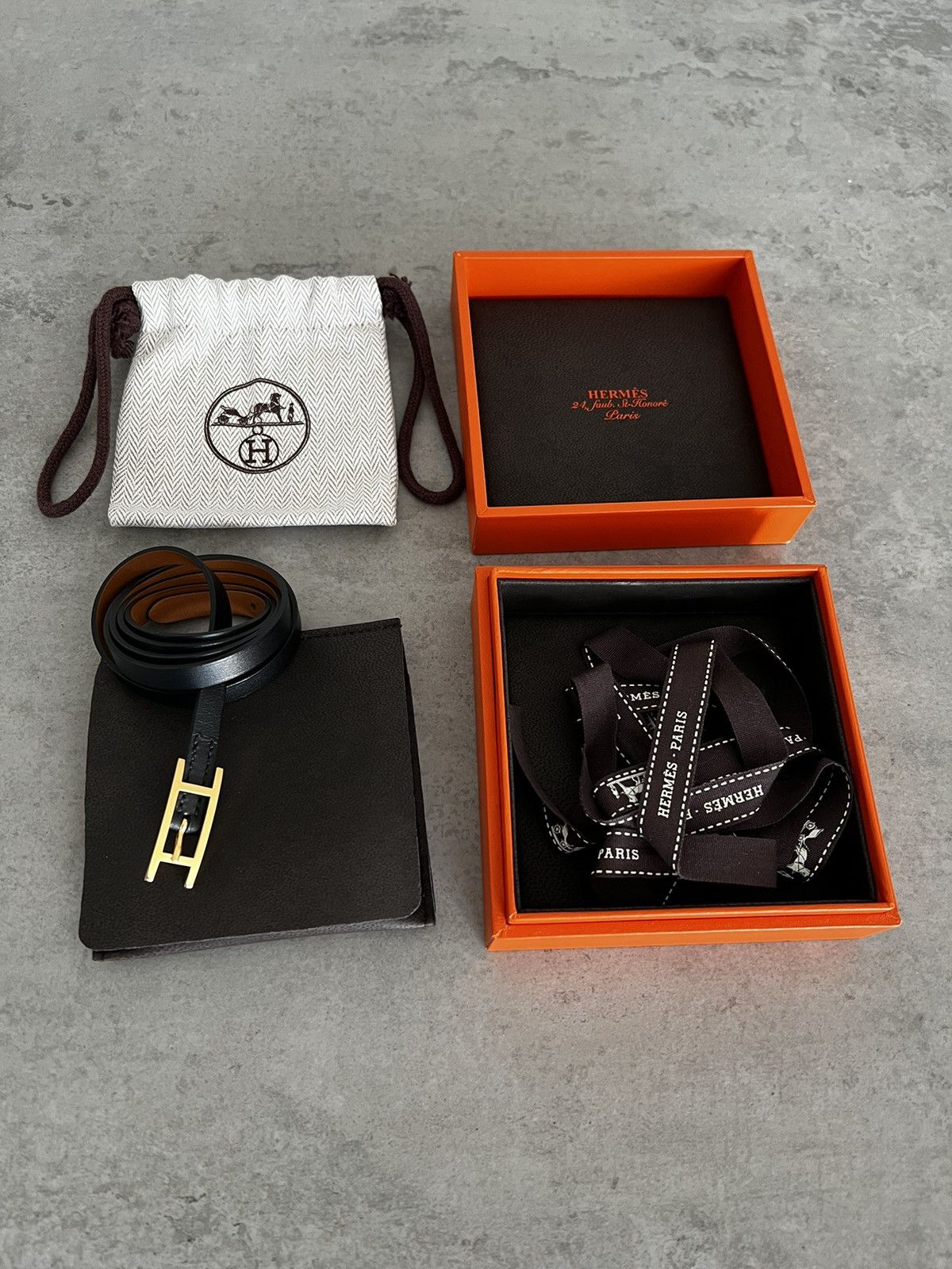 image of Hermes Behapi Leather Bracelet Black Double Tour, Men's