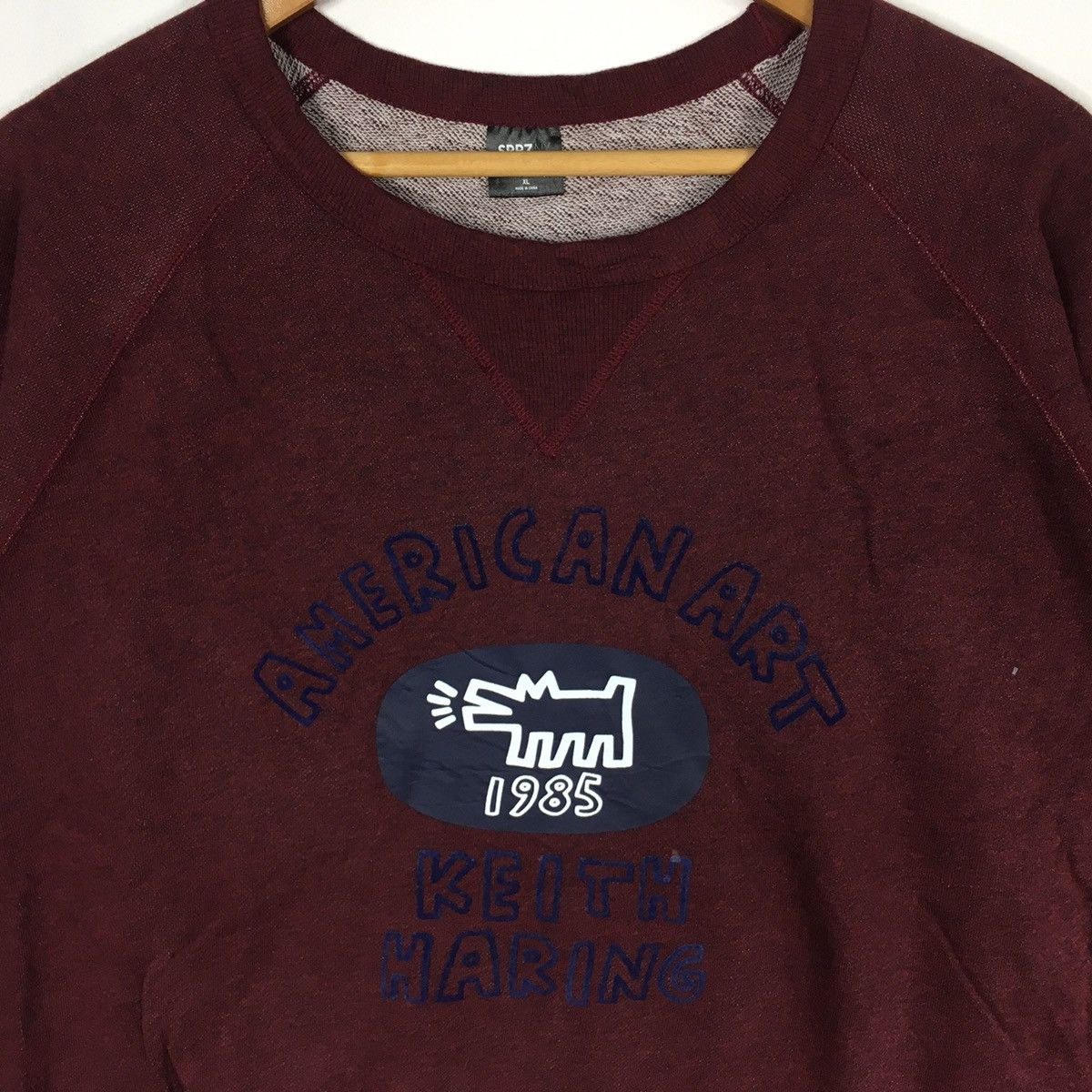 Keith Haring KEITH HARING American Art Pop Art Street Artist Maroon Red Size US XL / EU 56 / 4 - 2 Thumbnail