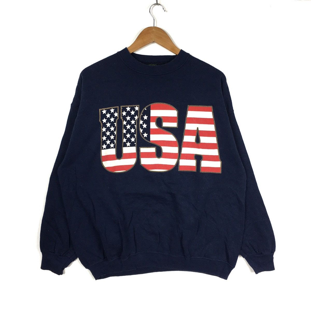 Vintage 90s USA UNITED STATES Of America Flag Big Print Sweatshirt Size US XL / EU 56 / 4 - 1 Thumbnail