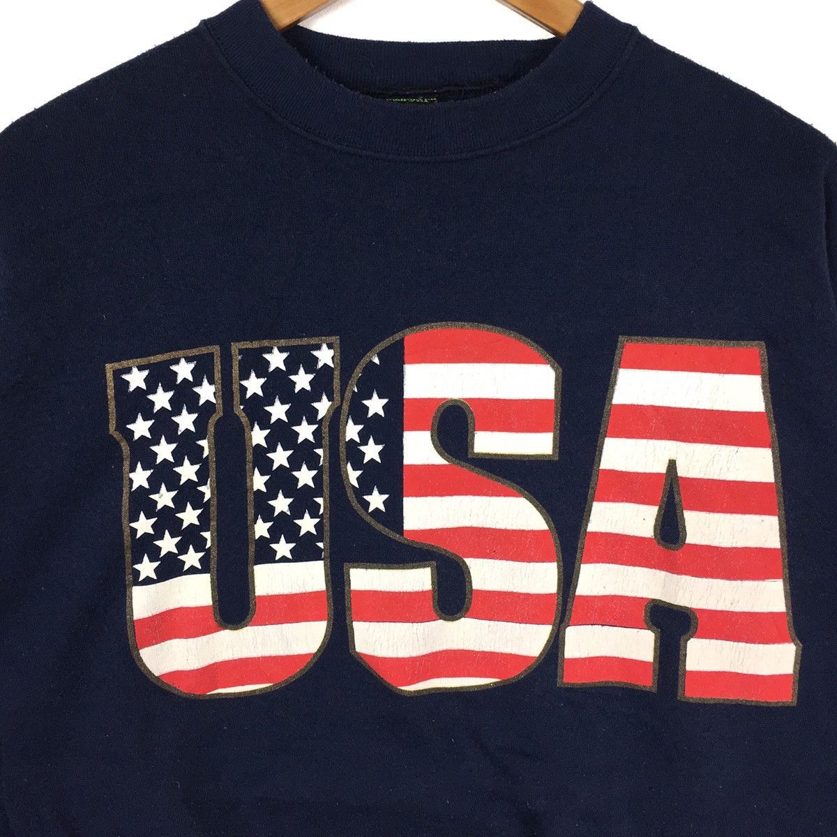 Vintage 90s USA UNITED STATES Of America Flag Big Print Sweatshirt Size US XL / EU 56 / 4 - 2 Thumbnail