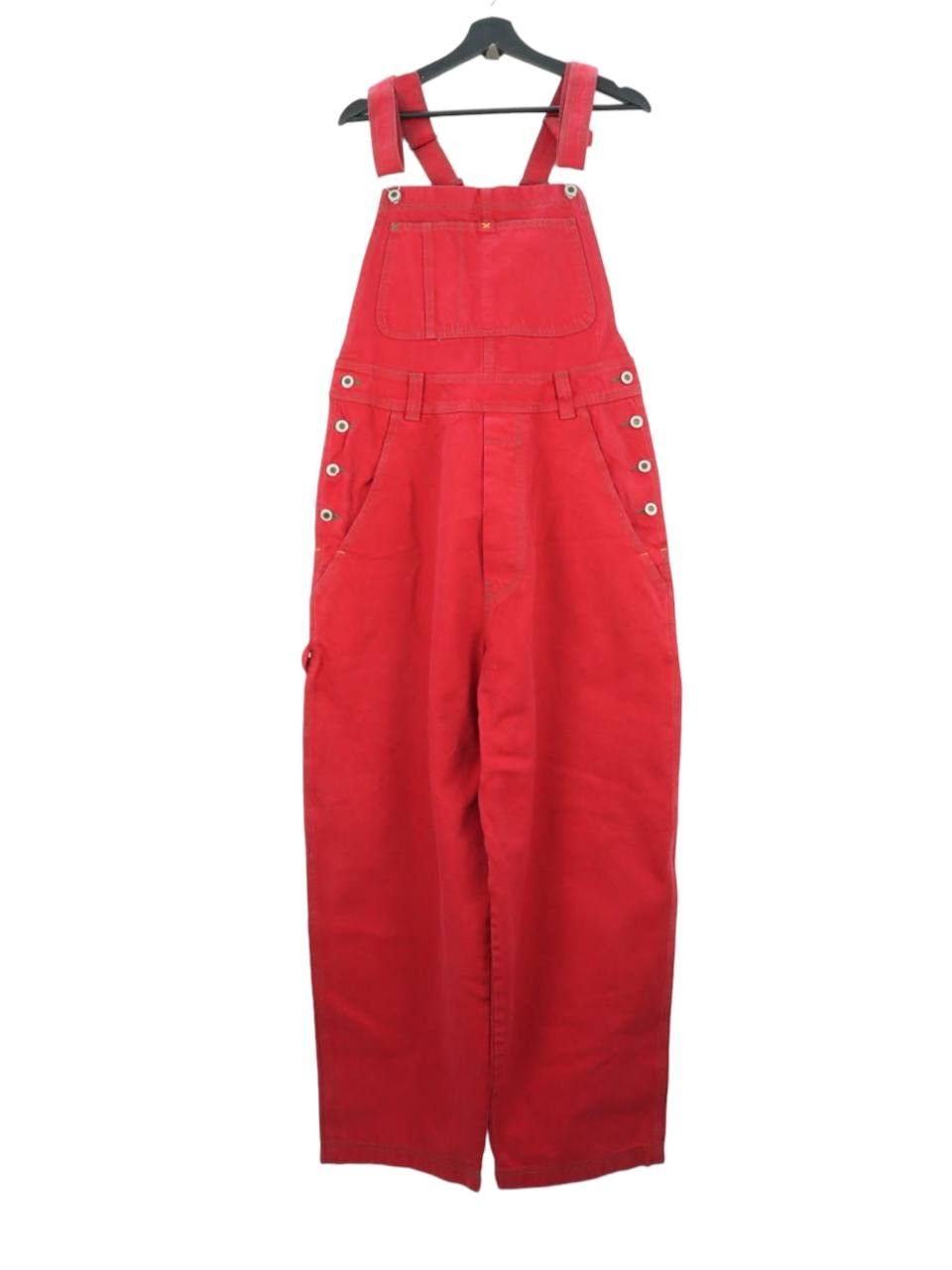 Vintage 90s Cross Colour Baggy Denim Overalls in Red
