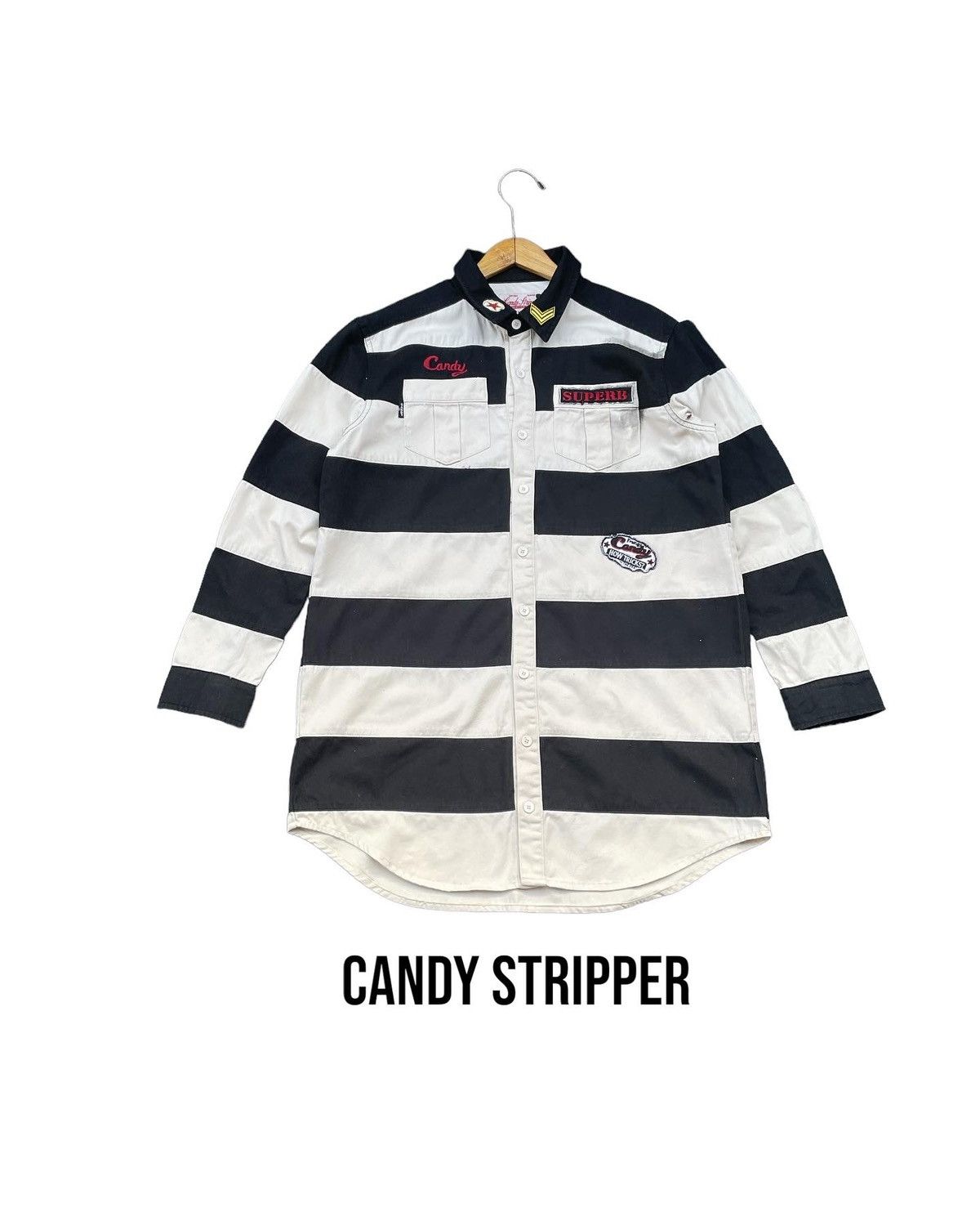 Japanese Brand Japanese Candy Stripper Jail Style Shirt Size US M / EU 48-50 / 2 - 1 Thumbnail