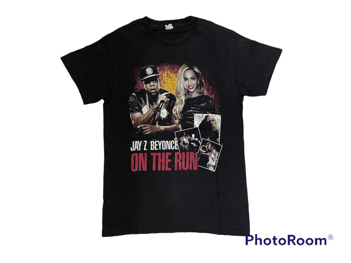 image of Made In USA x Rap Tees Jay Z X Beyonce Tour 2014 Concert On The Run in Black, Men's (Size Medium)