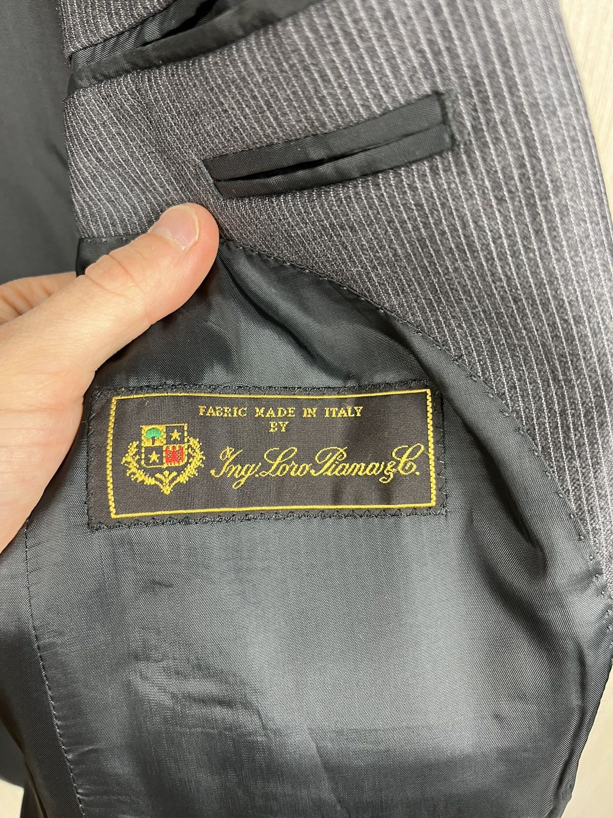 Loro Piana italy wool blazer coat jacket stone grey striped