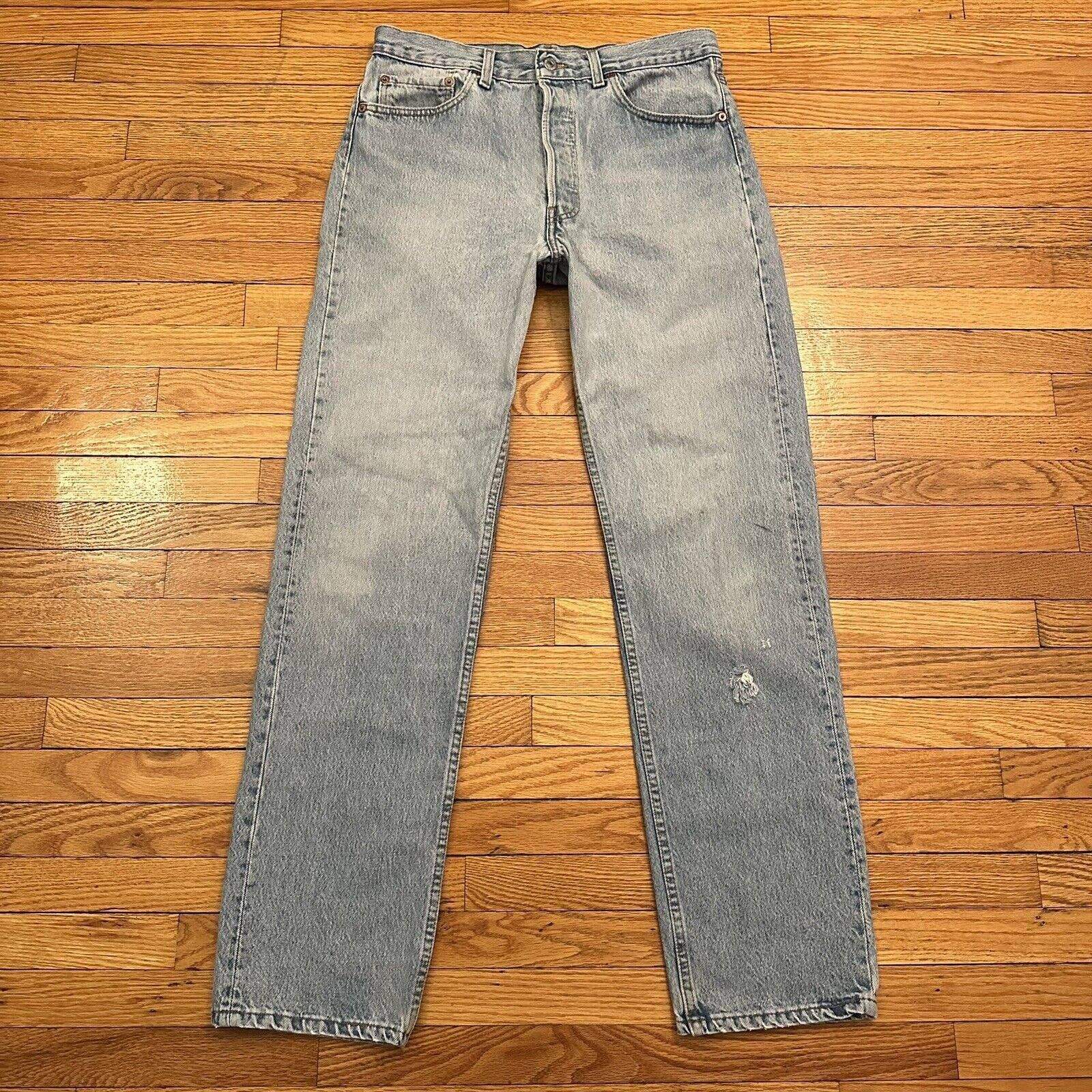 Vintage 80s Levi’s 501 Blue Denim Jeans Sz 34x34 Distressed