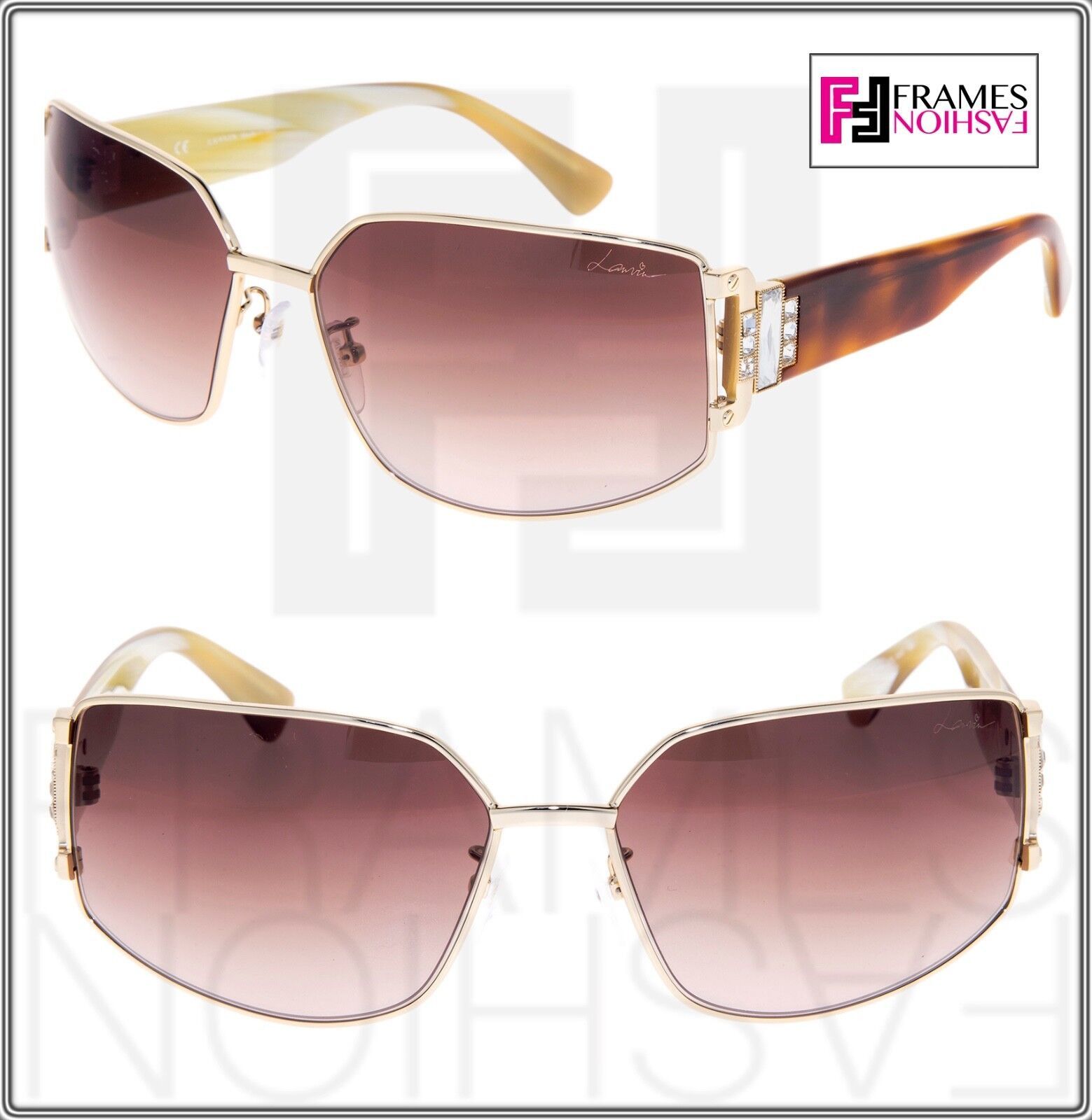 LANVIN LN020S Rose Gold Metal Brown Tortoise Horn Wrap 020