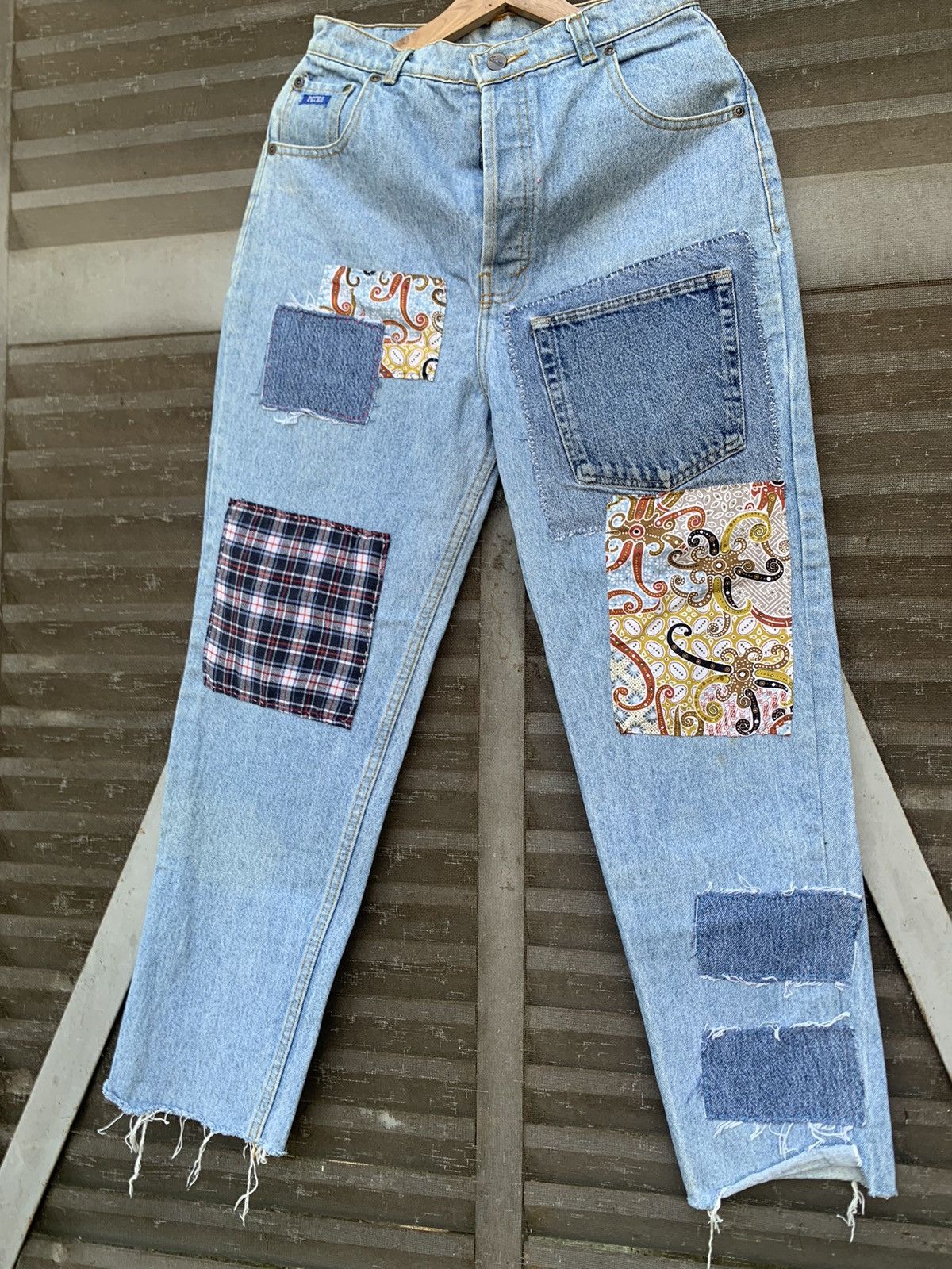 Vintage 👹VINTAGE POTRO DISTRESSED PATCHWORK SLIM FIT JEANS (WOMAN) Size US 26 / EU 42 - 8 Thumbnail