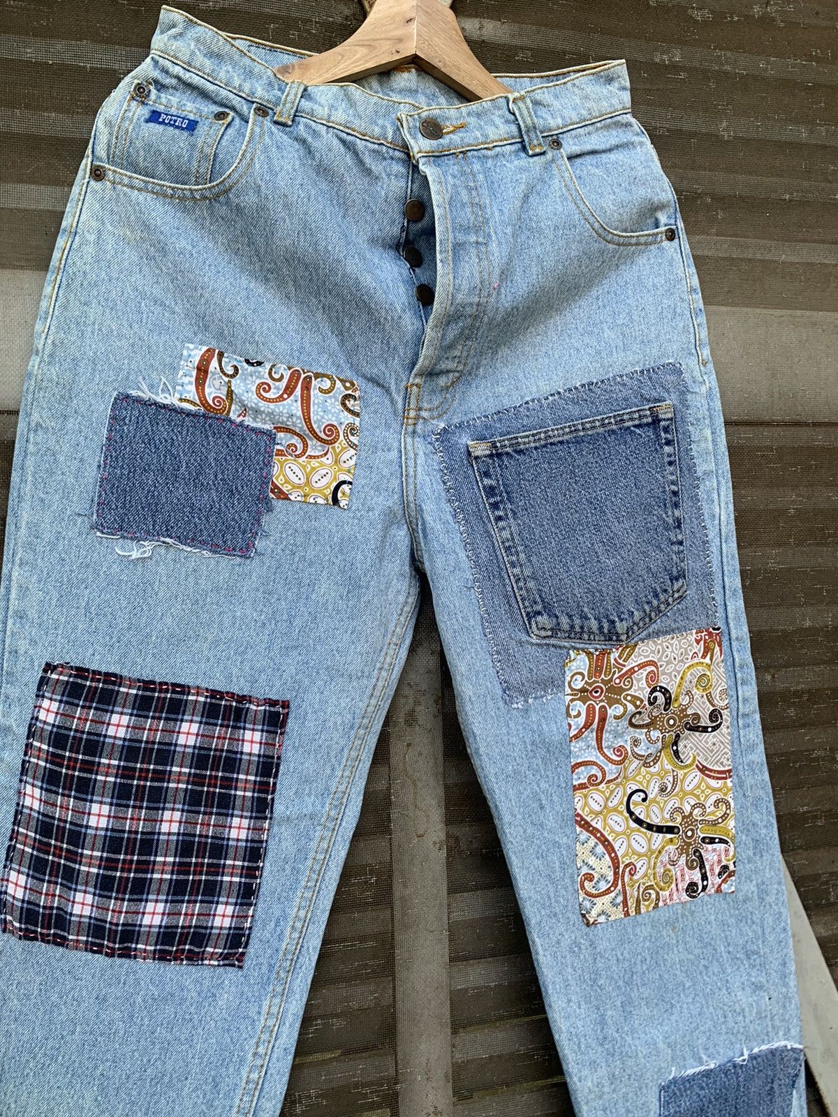Vintage 👹VINTAGE POTRO DISTRESSED PATCHWORK SLIM FIT JEANS (WOMAN) Size US 26 / EU 42 - 7 Thumbnail