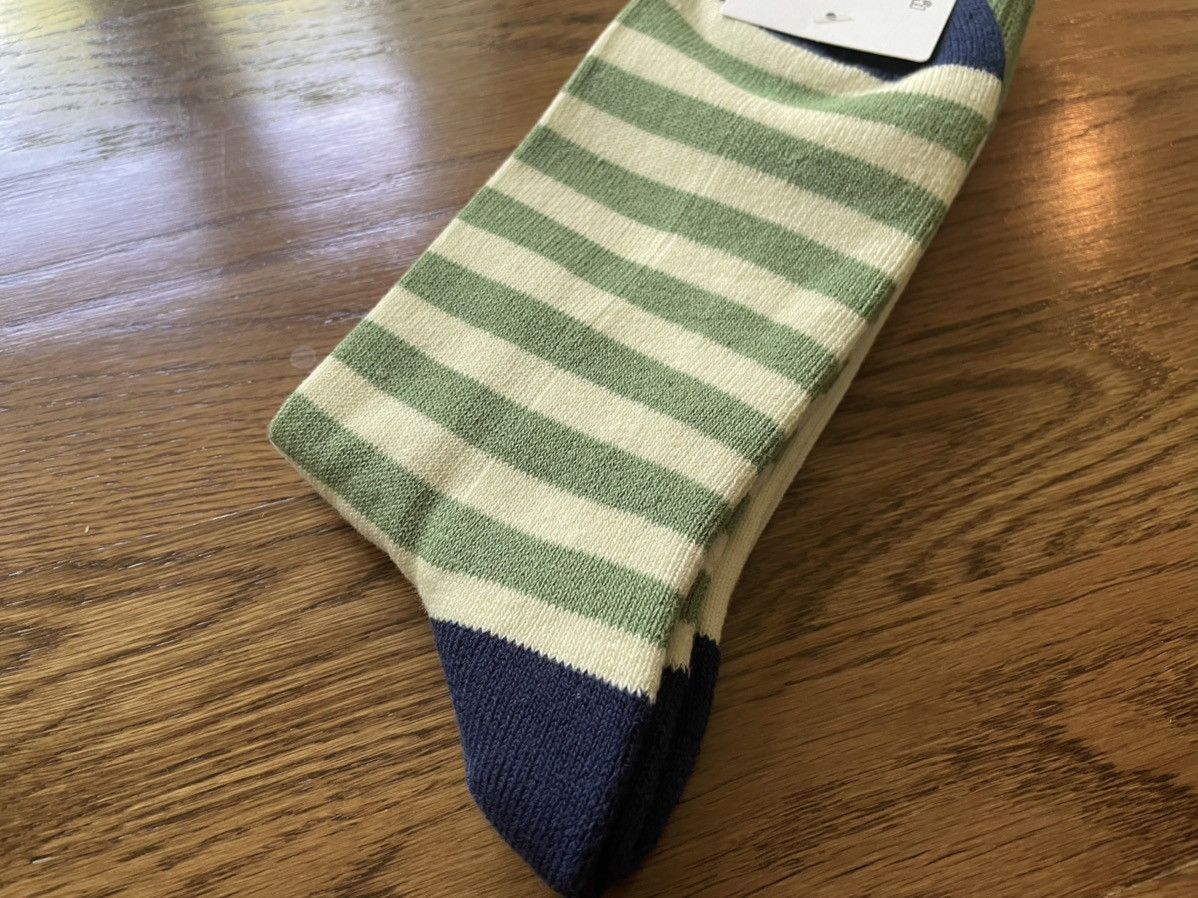 JW Anderson × Uniqlo Green White Patchwork Socks Dress Crew Tube Cotton Logo Size ONE SIZE - 7 Thumbnail