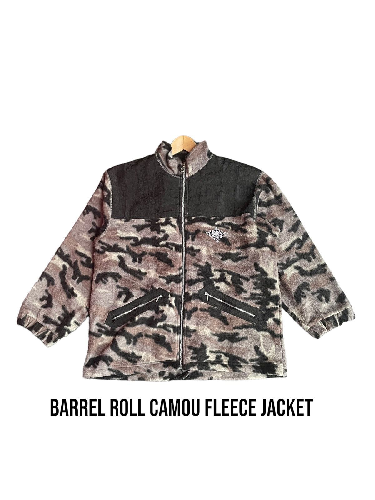 image of Archival Clothing Barrel Roll Fleece Jacket in Camouflage Black, Men's (Size XL)