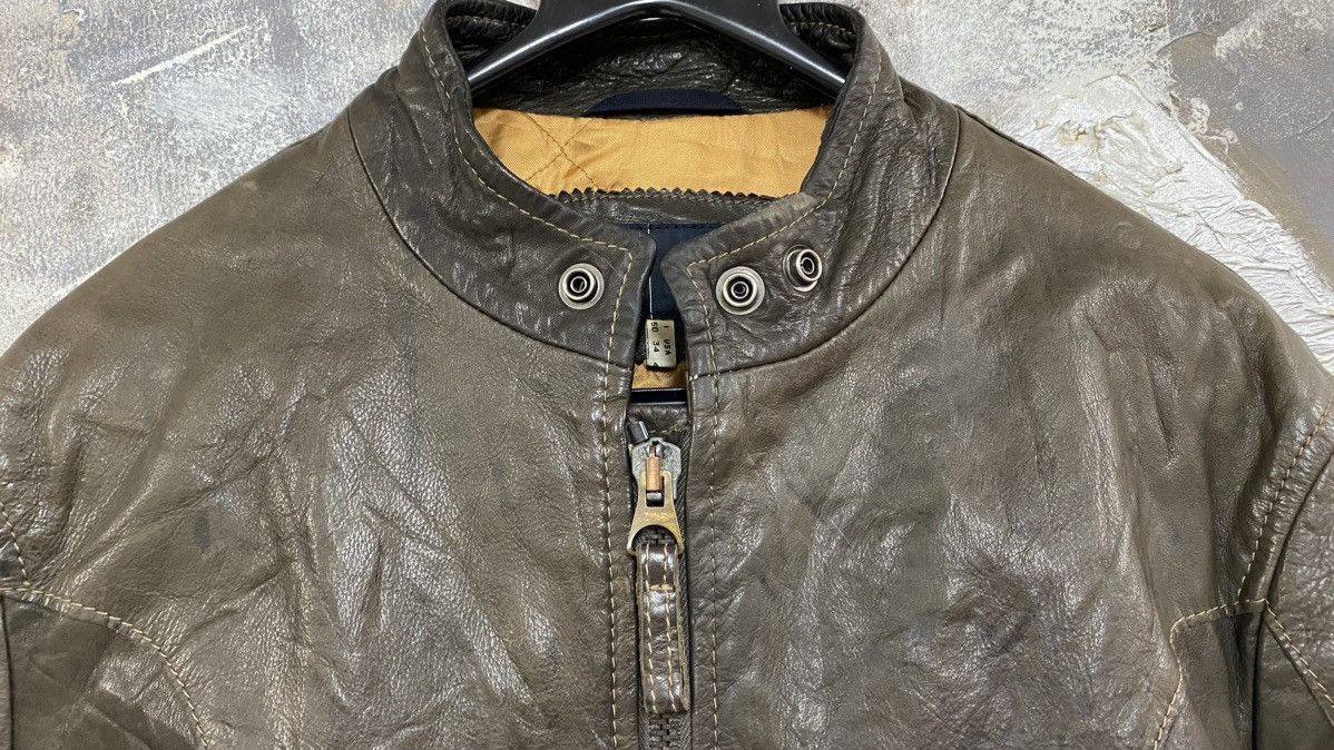Armani Vintage Armani Jeans Distressed Leather Jacket Size US M / EU 48-50 / 2 - 2 Thumbnail
