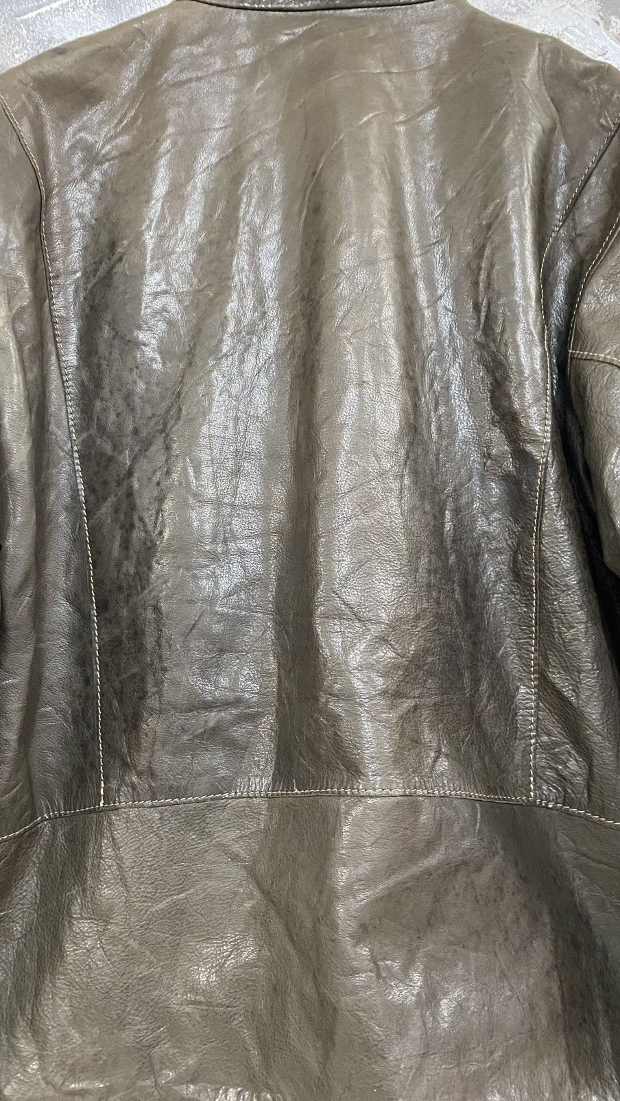 Armani Vintage Armani Jeans Distressed Leather Jacket Size US M / EU 48-50 / 2 - 12 Thumbnail
