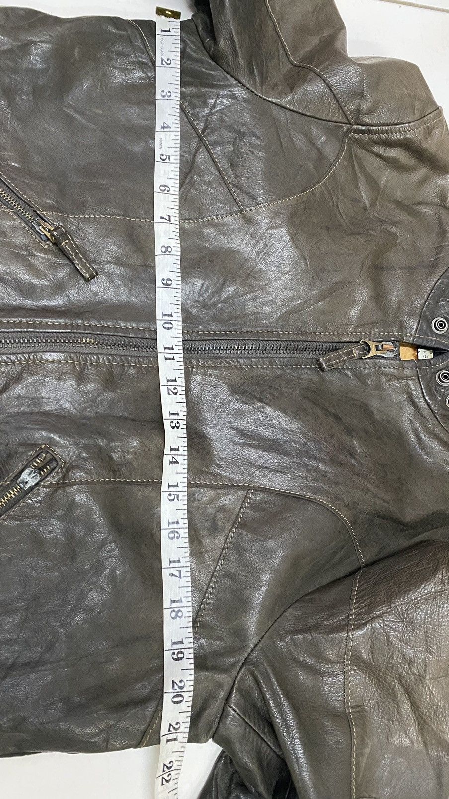 Armani Vintage Armani Jeans Distressed Leather Jacket Size US M / EU 48-50 / 2 - 22 Thumbnail