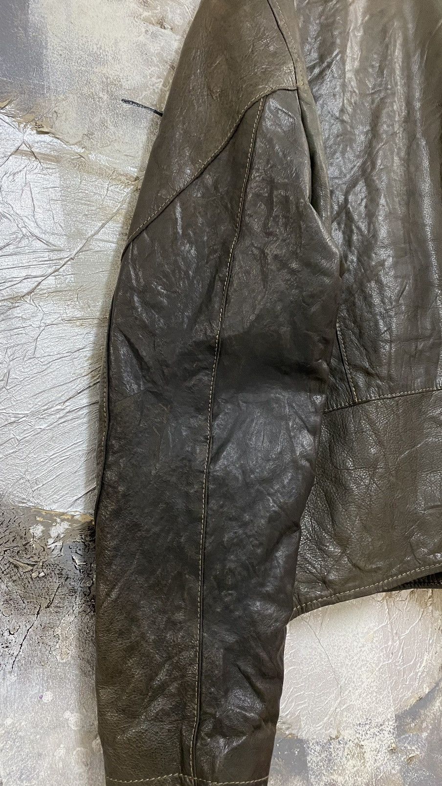 Armani Vintage Armani Jeans Distressed Leather Jacket Size US M / EU 48-50 / 2 - 13 Thumbnail