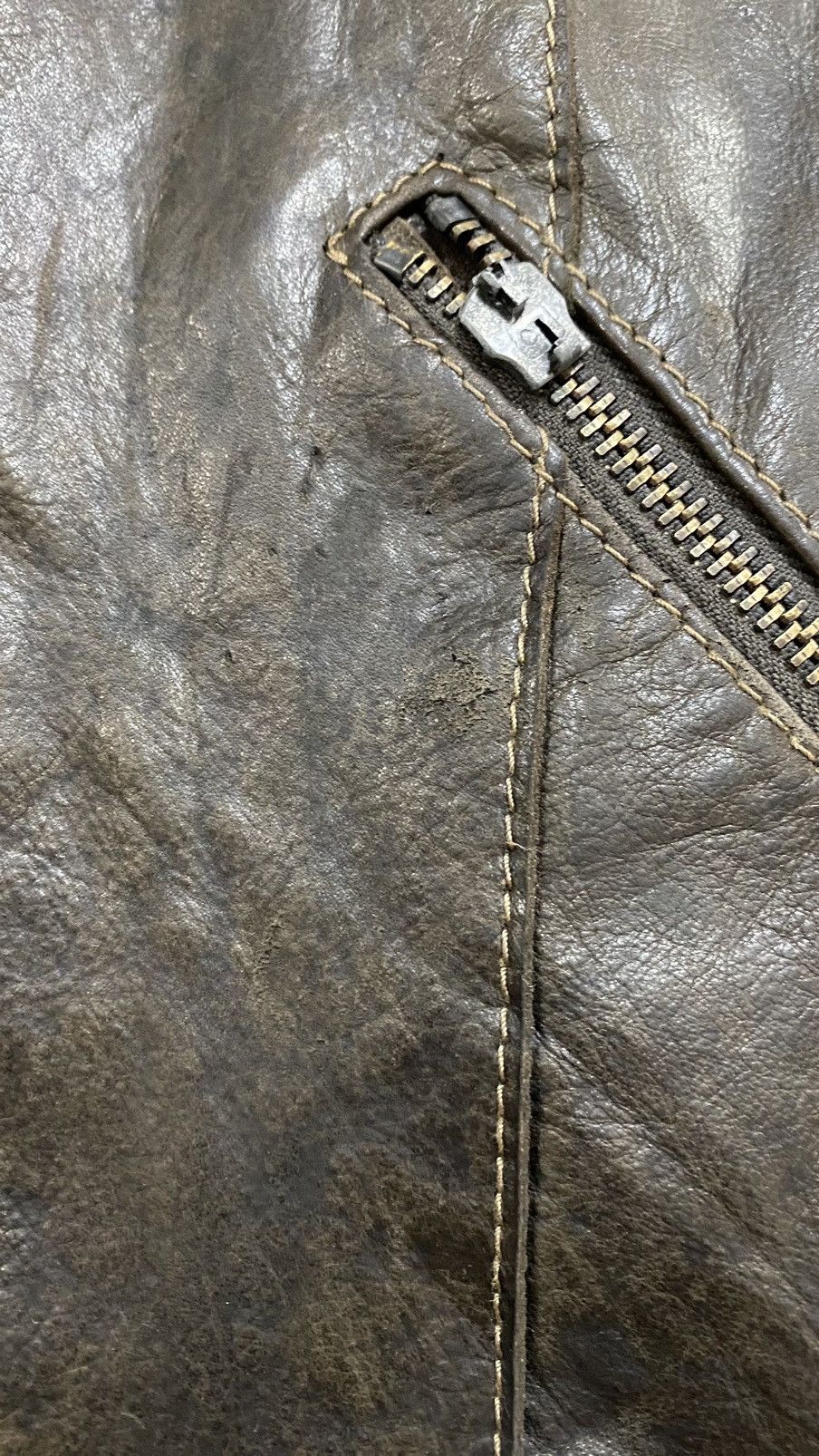 Armani Vintage Armani Jeans Distressed Leather Jacket Size US M / EU 48-50 / 2 - 9 Thumbnail