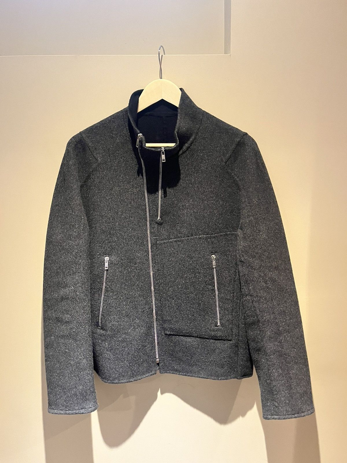 Raf Simons AW04-05 “Waves” asymmetrical-zip rider jacket | Grailed