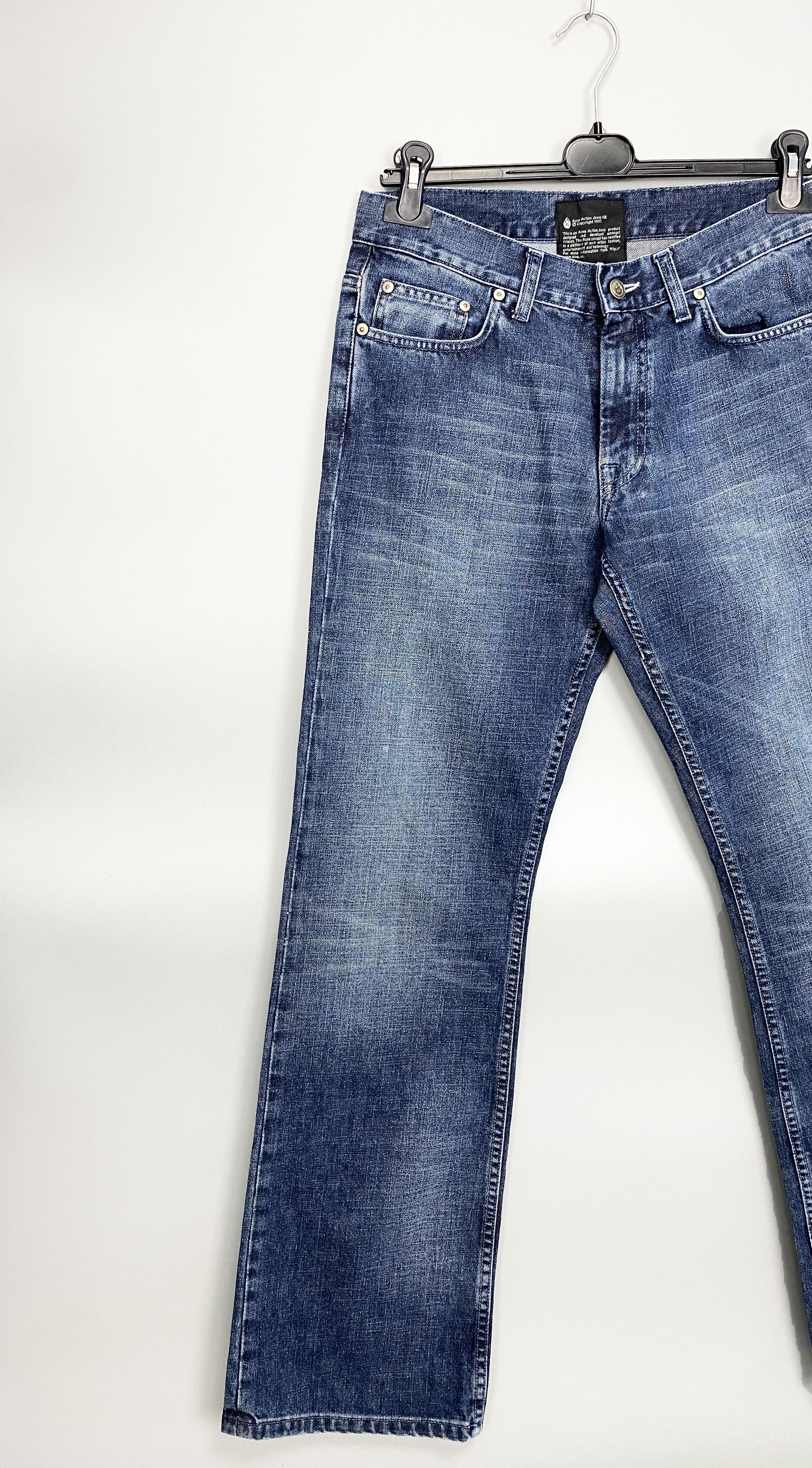 Acne Studios Vintage ACNE Action Jeans 1997 Denim Leather Patch W31 L32 Size US 31 - 2 Thumbnail