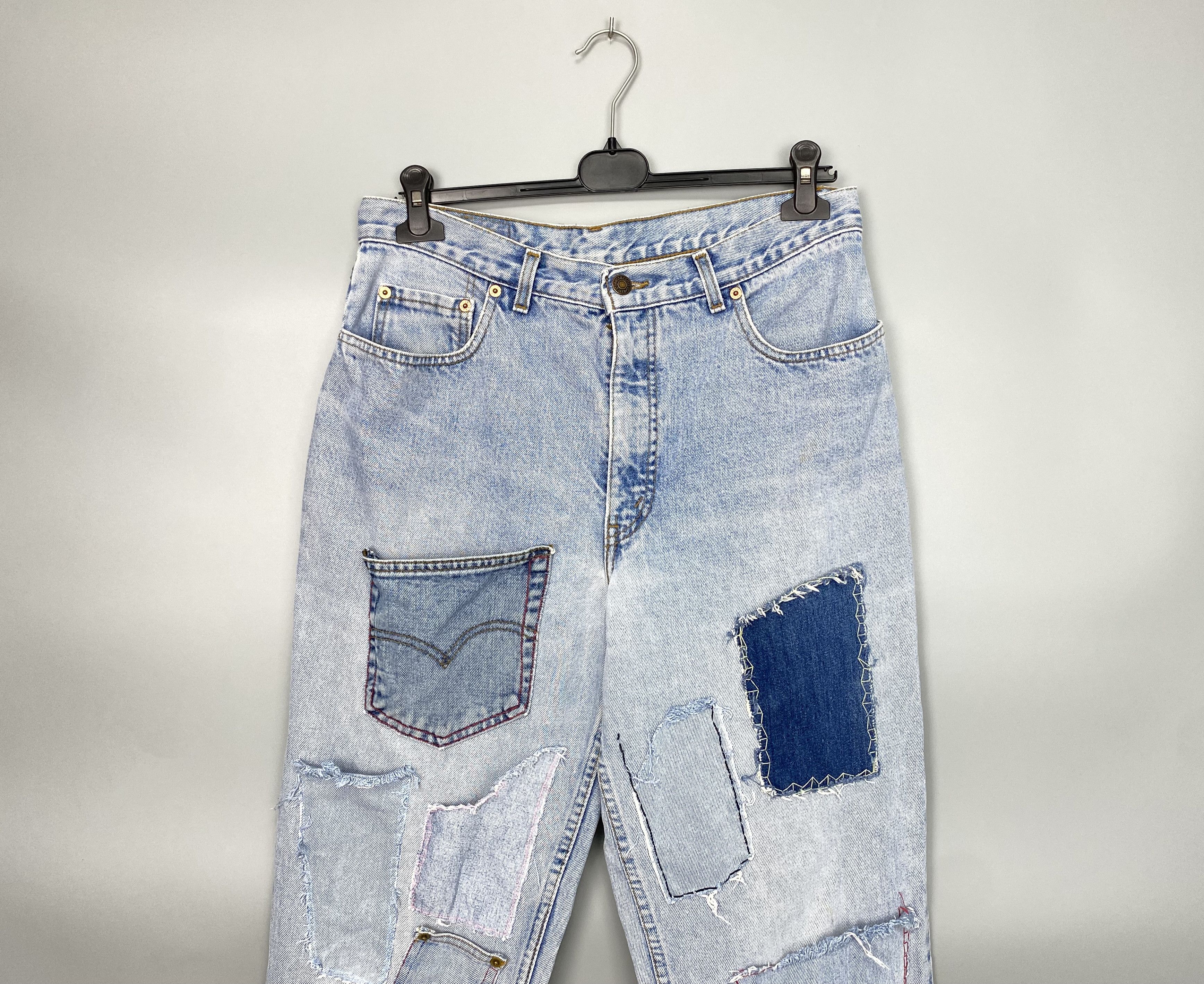 Levi's Vintage LEVIS 725 Patchwork Denim Jeans Orange Tab W34 L30 Size US 34 / EU 50 - 4 Thumbnail